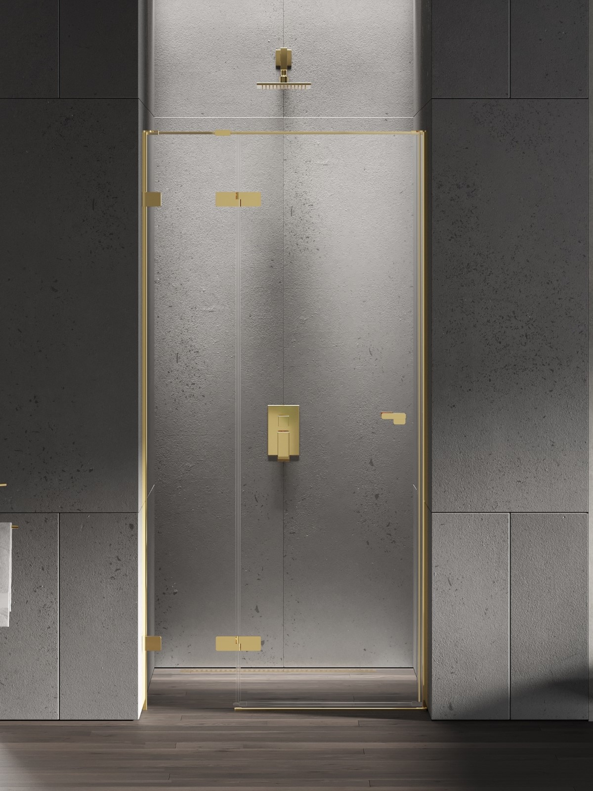 New Trendy Eventa Gold Shine Duschtüren 80 cm aufklappbar gold Glanz/durchsichtiges Glas EXK-4671