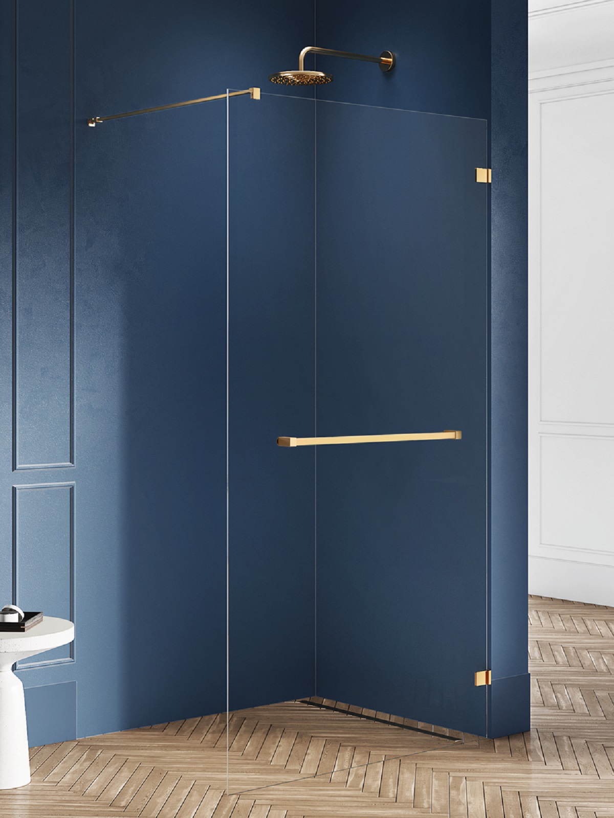 New Trendy Avexa Gold Brushed Walk-In Duschwand 70 cm gold gebürstet/durchsichtiges Glas EXK-7024