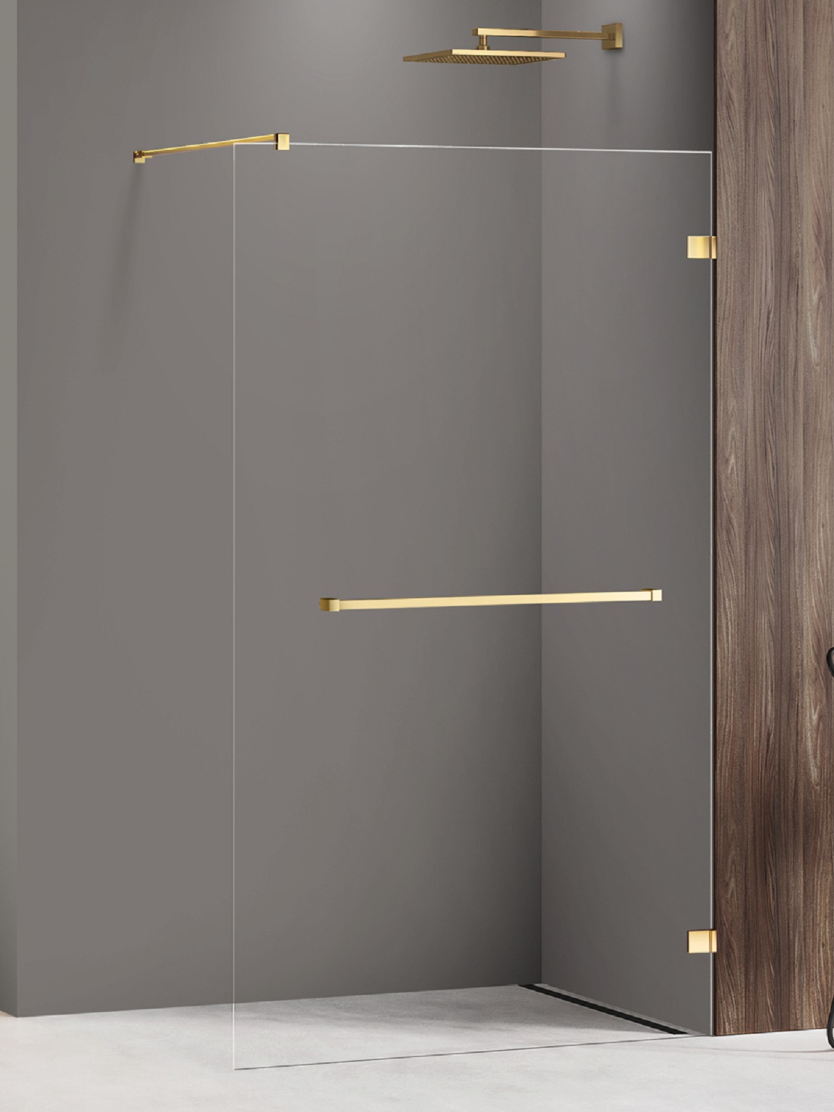New Trendy Avexa Gold Shine Walk-In Duschwand 80 cm gold Glanz/durchsichtiges Glas EXK-7069