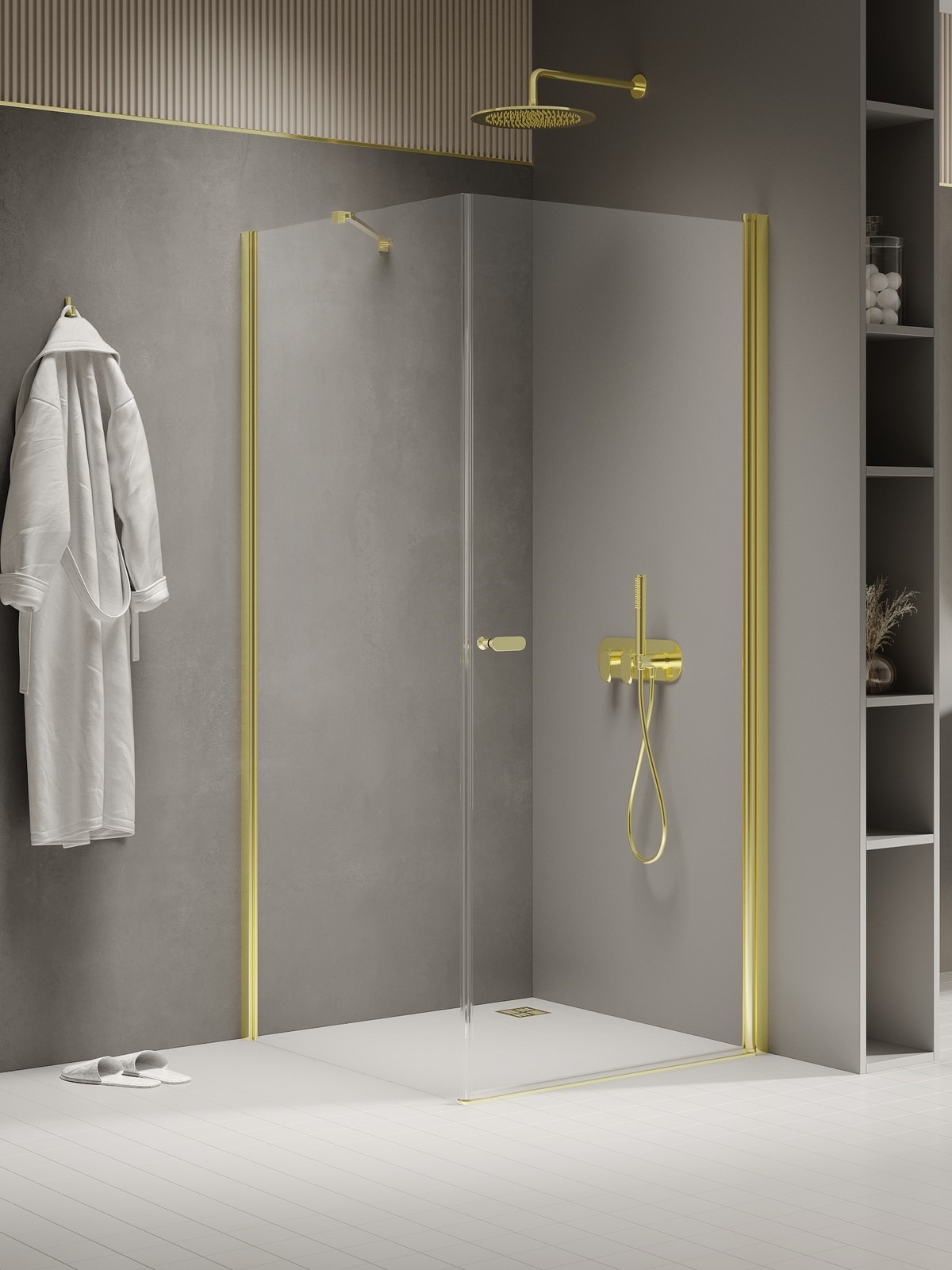 New Trendy New Soleo Light Gold Duschkabine 120x80 cm rechteckig gold Glanz/durchsichtiges Glas K-1838