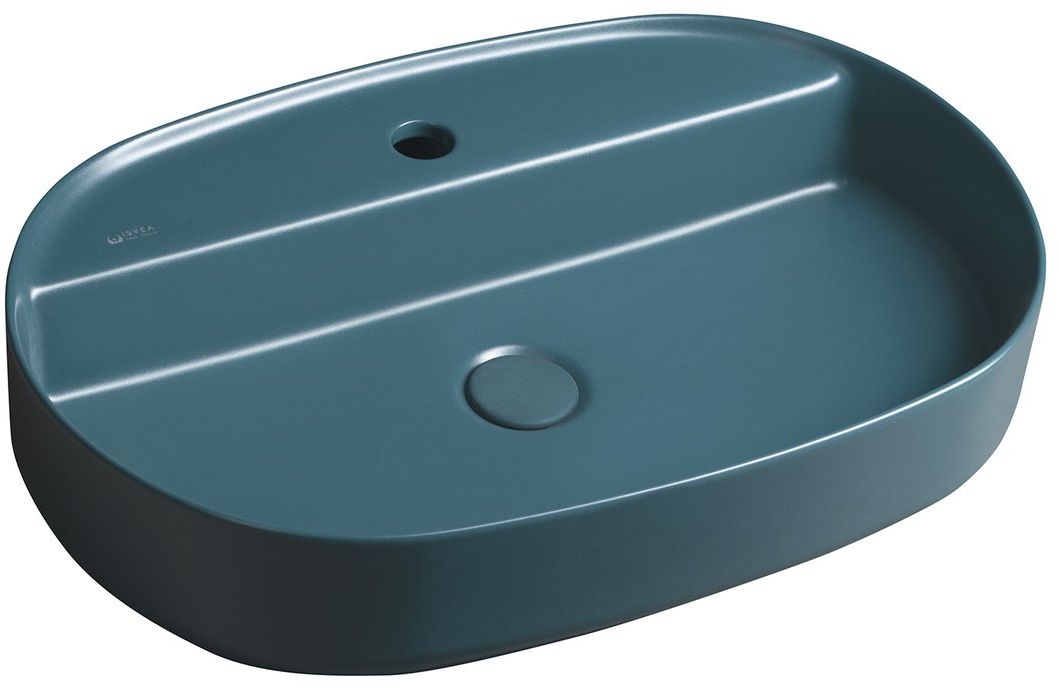 Isvea Infinity Waschbecken 60x40 cm oval Aufsatzwaschbecken blau matte 10NF65060-2P
