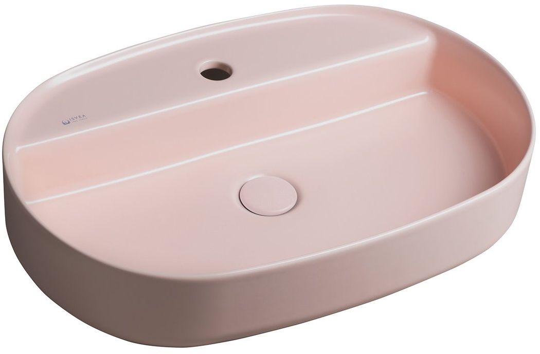 Isvea Infinity Waschbecken 60x40 cm oval Aufsatzwaschbecken rosa matte 10NF65060-2S