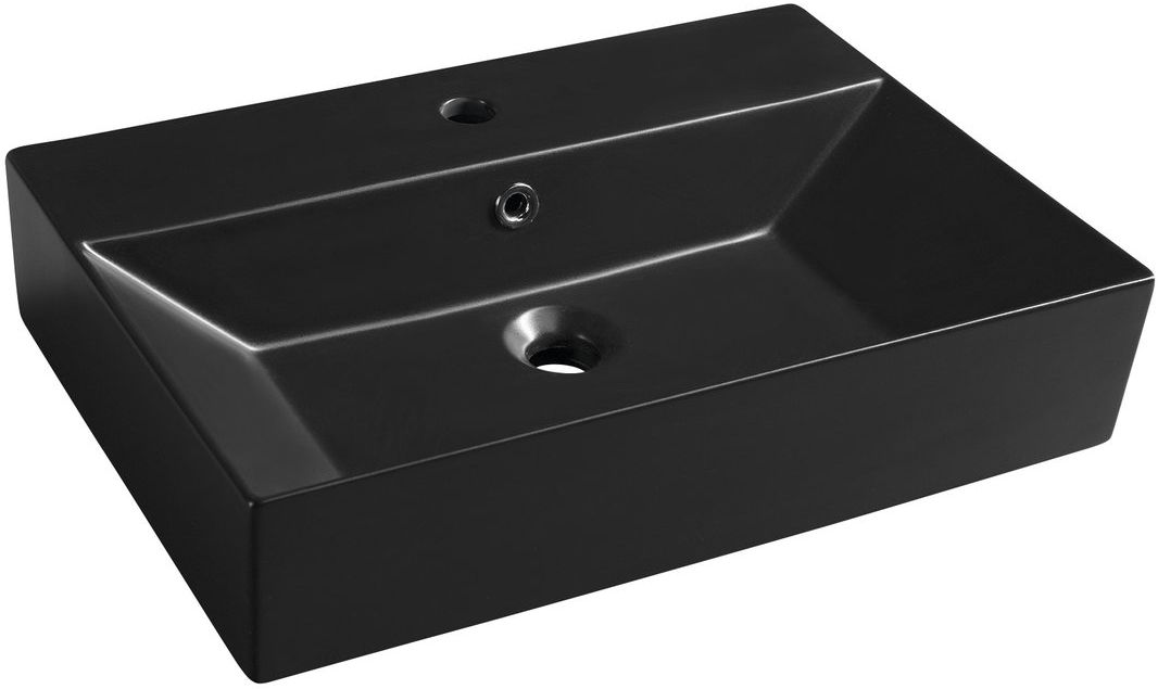 Isvea Sistema Waschbecken 60x42 cm rechteckig Klassisch-Aufsatzwaschbecken schwarz matte 10SF50060-2N