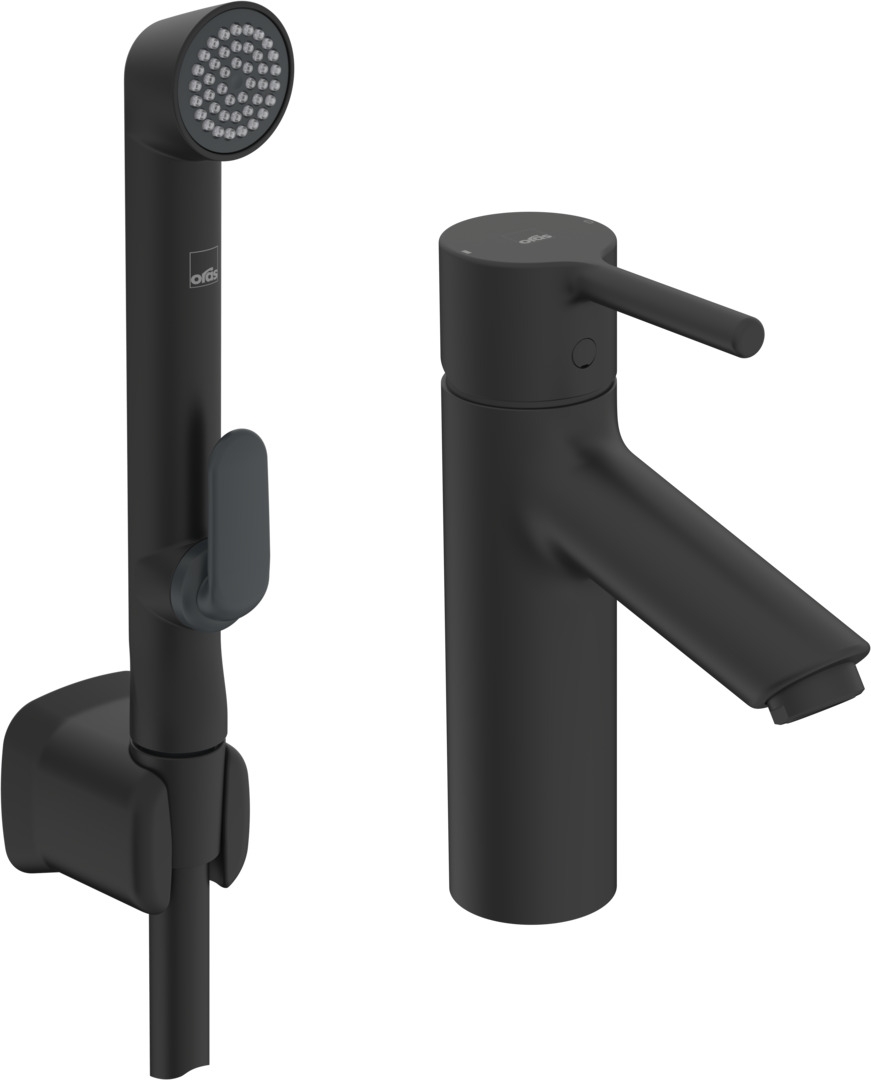 Oras Optima Waschtischarmatur mit Bidet-Handbrause Stehend schwarz 2606AF-33