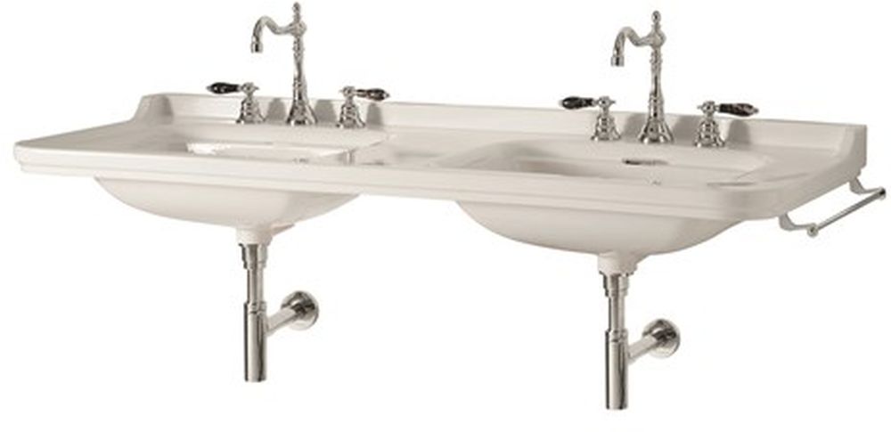 Kerasan Waldorf Waschbecken 150x55 cm rechteckig Klassisch-Doppelt weiß glanz 4143k1