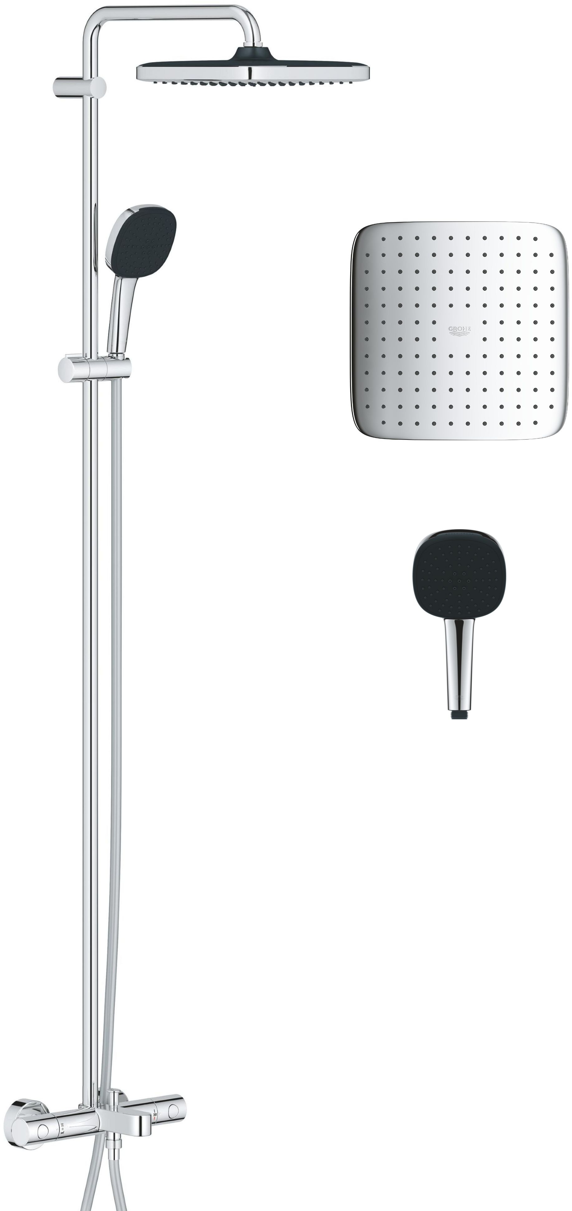 Grohe Vitalio Comfort Badewannen- und Duschset Wandmontage mit Thermostat mit Kopfbrause StarLight Chrom 26984001