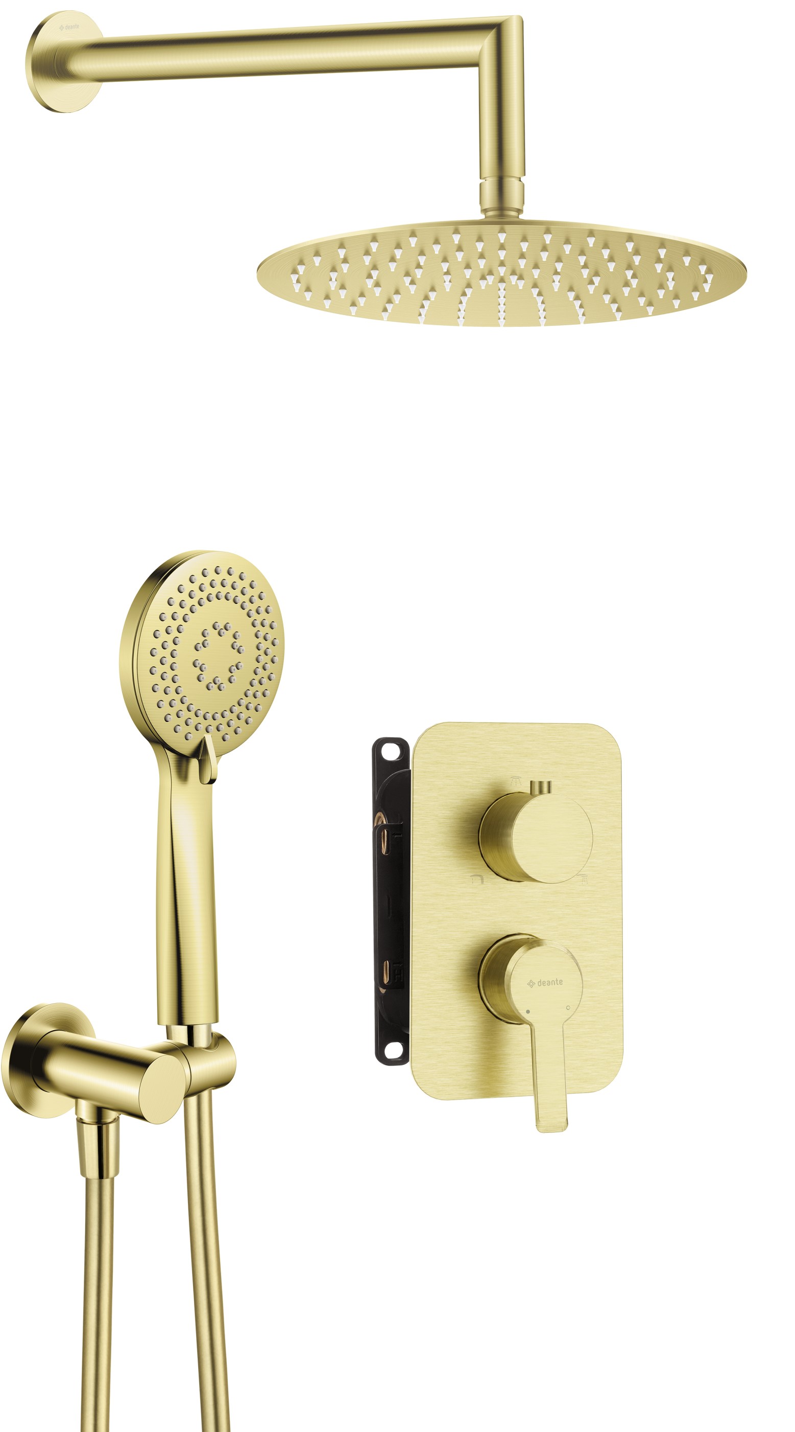 Deante Arnika Duschset Unterputz mit Kopfbrause gold BXYZRQAM