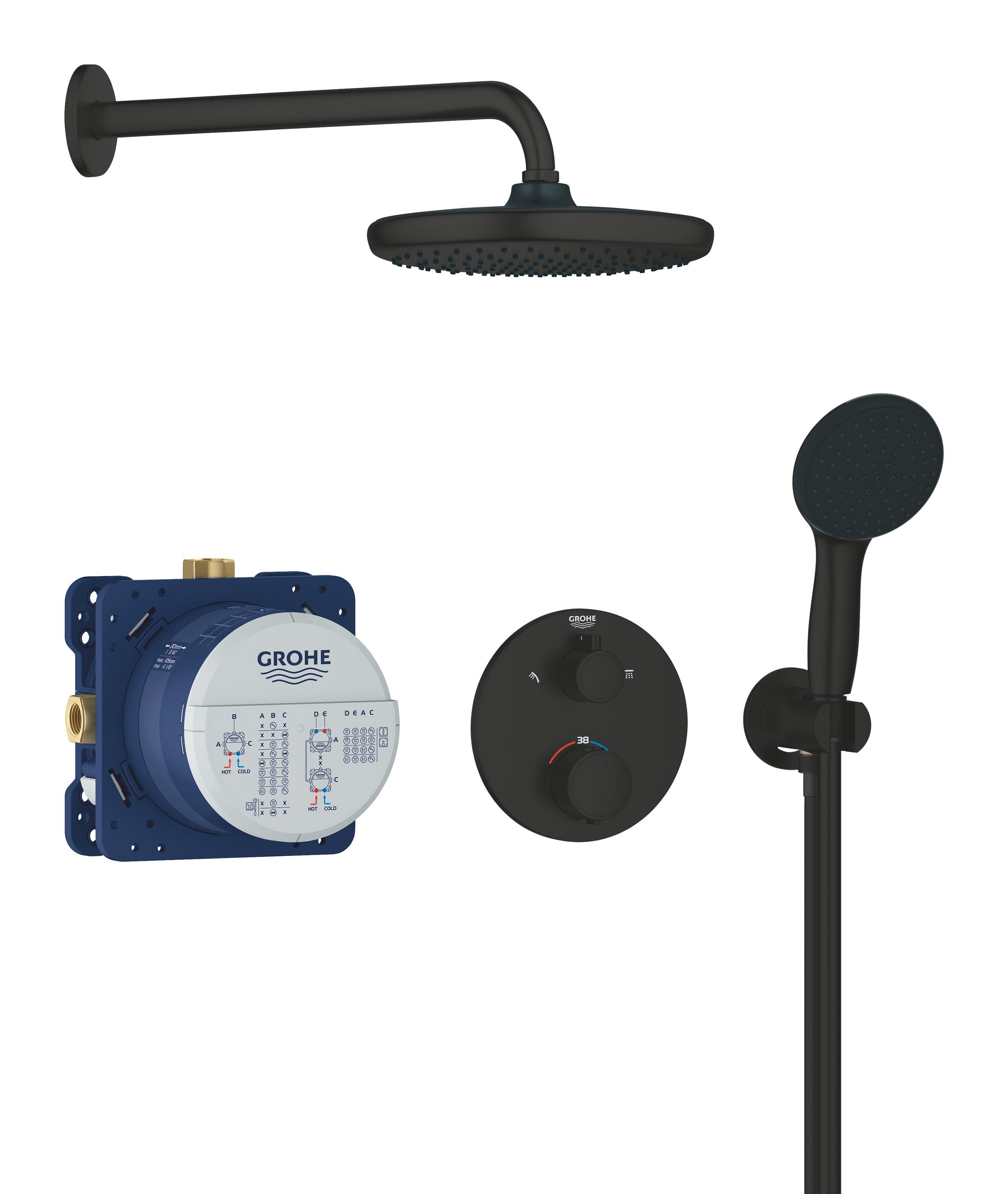Grohe Vitalio Start Duschset Unterputz mit Thermostat mit Kopfbrause schwarz 348832430