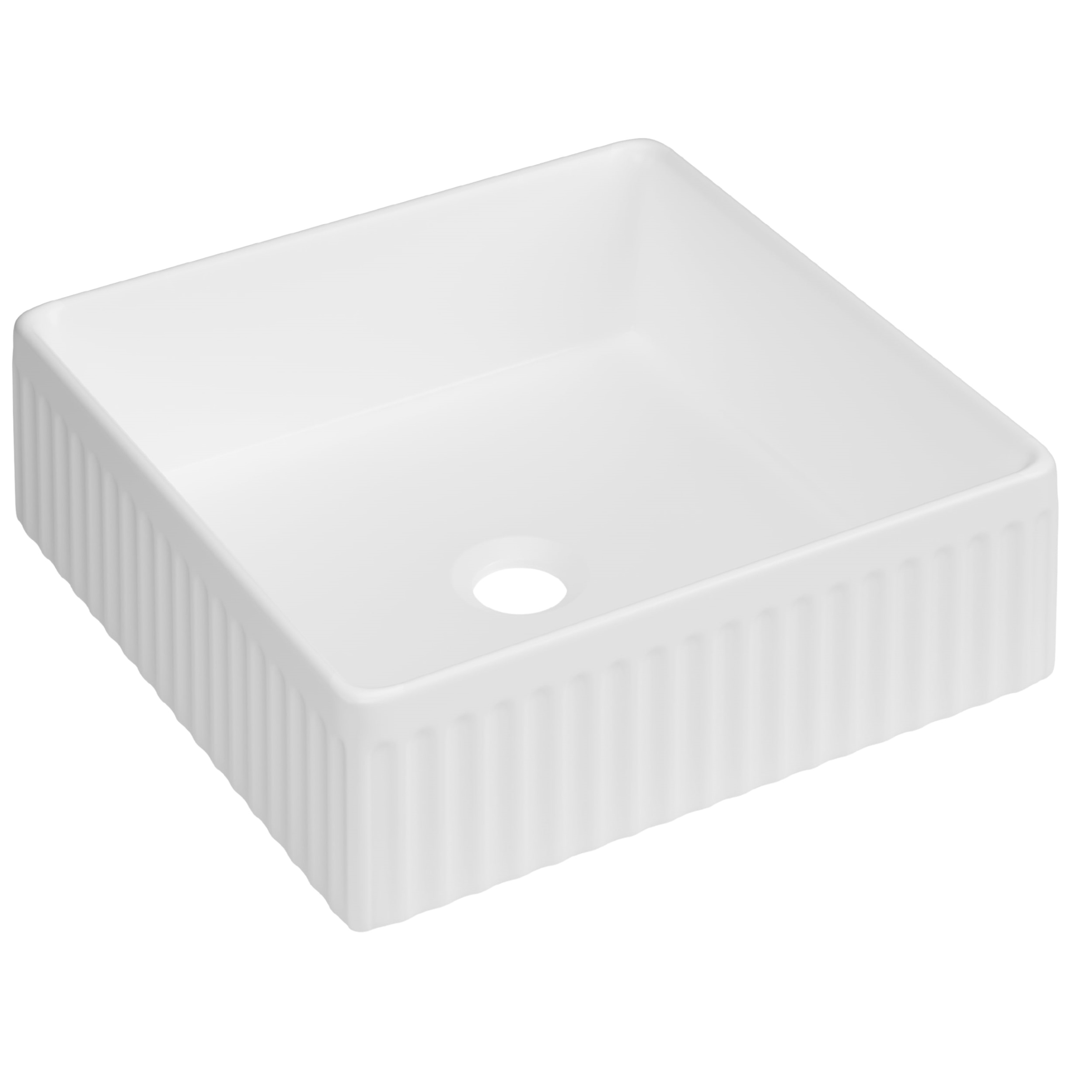 Invena Glamour Waschbecken 36.5x36.5 cm quadratisch Aufsatzwaschbecken weiß glanz CE-63-K01