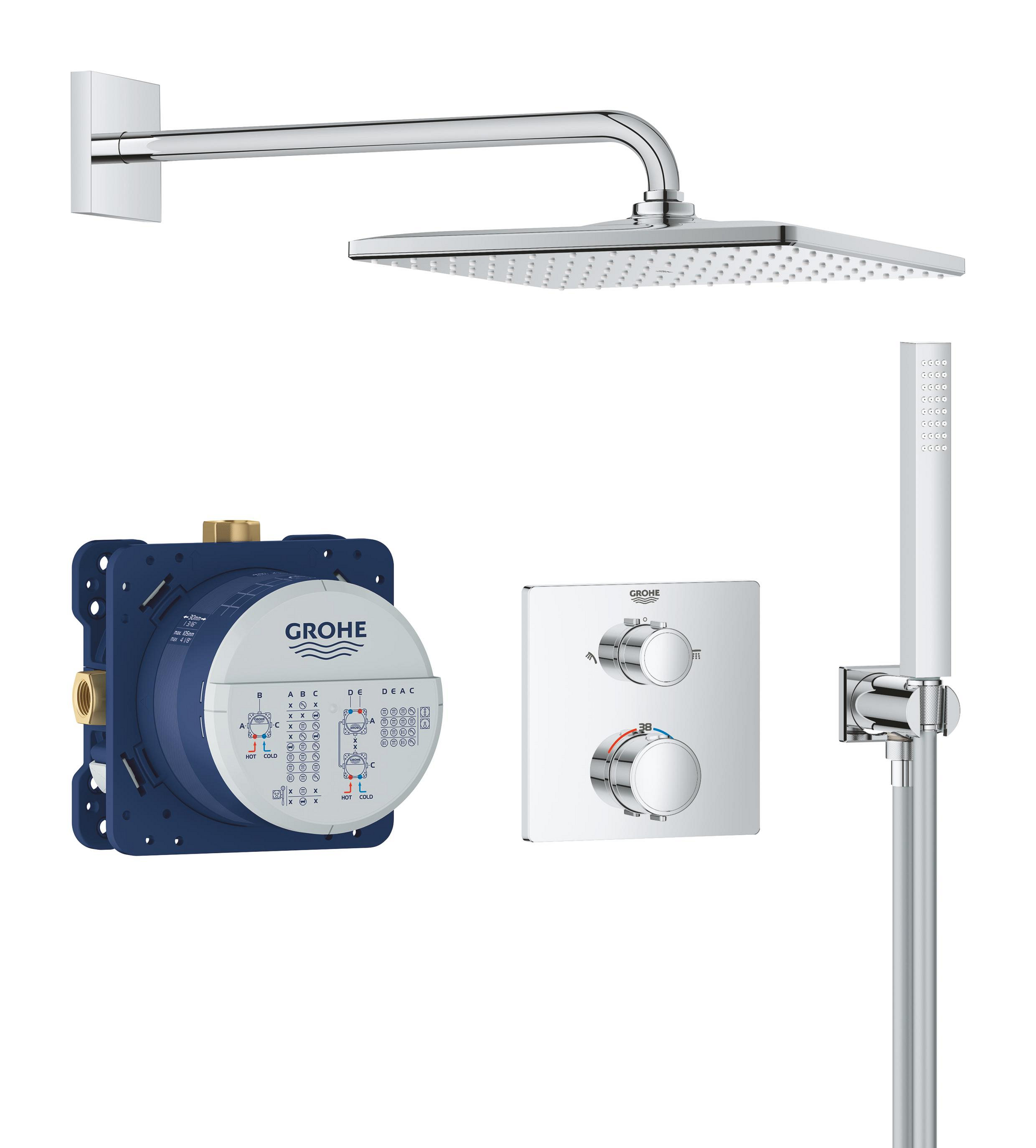 Grohe Vitalio Start Duschset Unterputz mit Thermostat mit Kopfbrause chrom 34881000