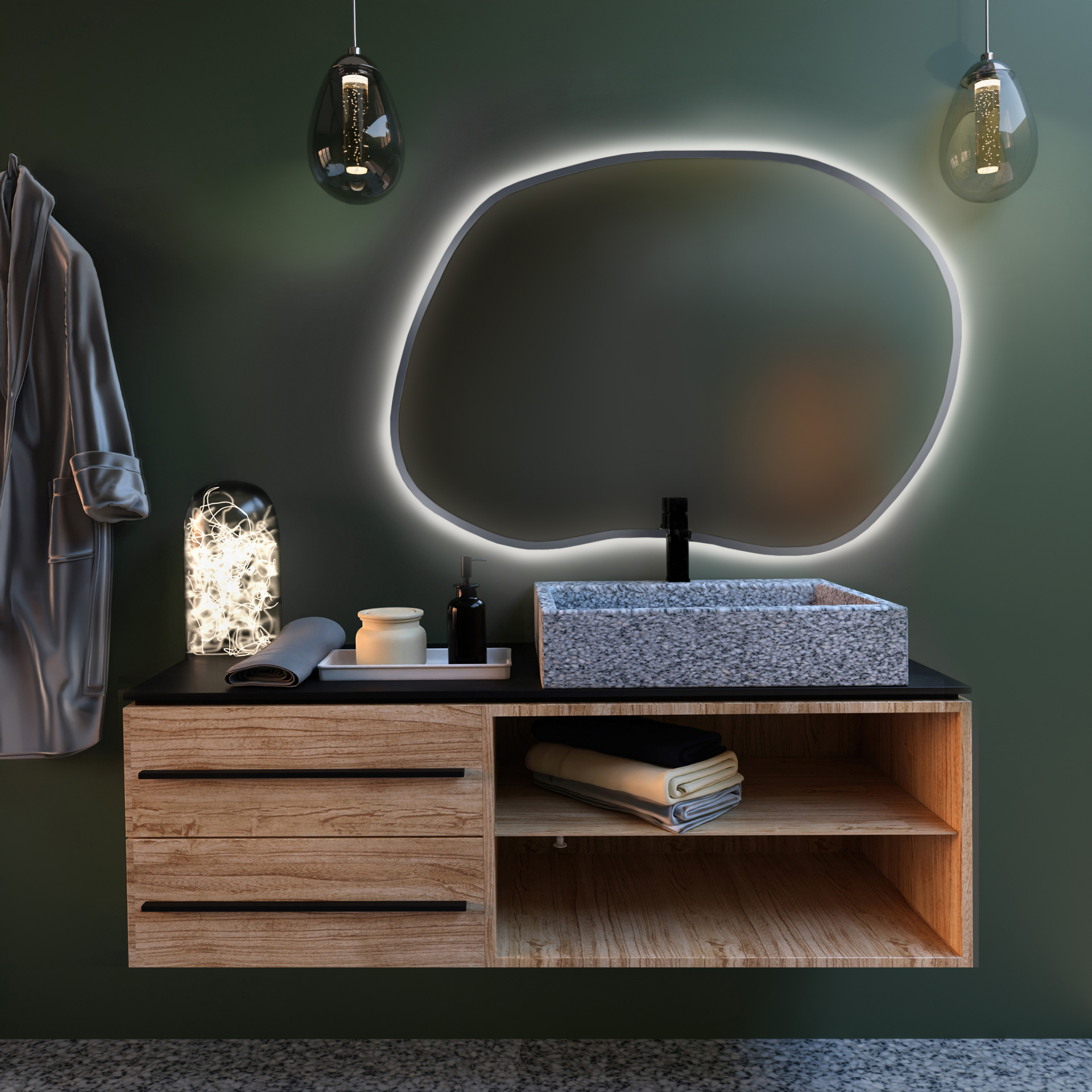 Baltica Design Bright Stain II Spiegel 60x43 cm mit Beleuchtung silber 5904107919614