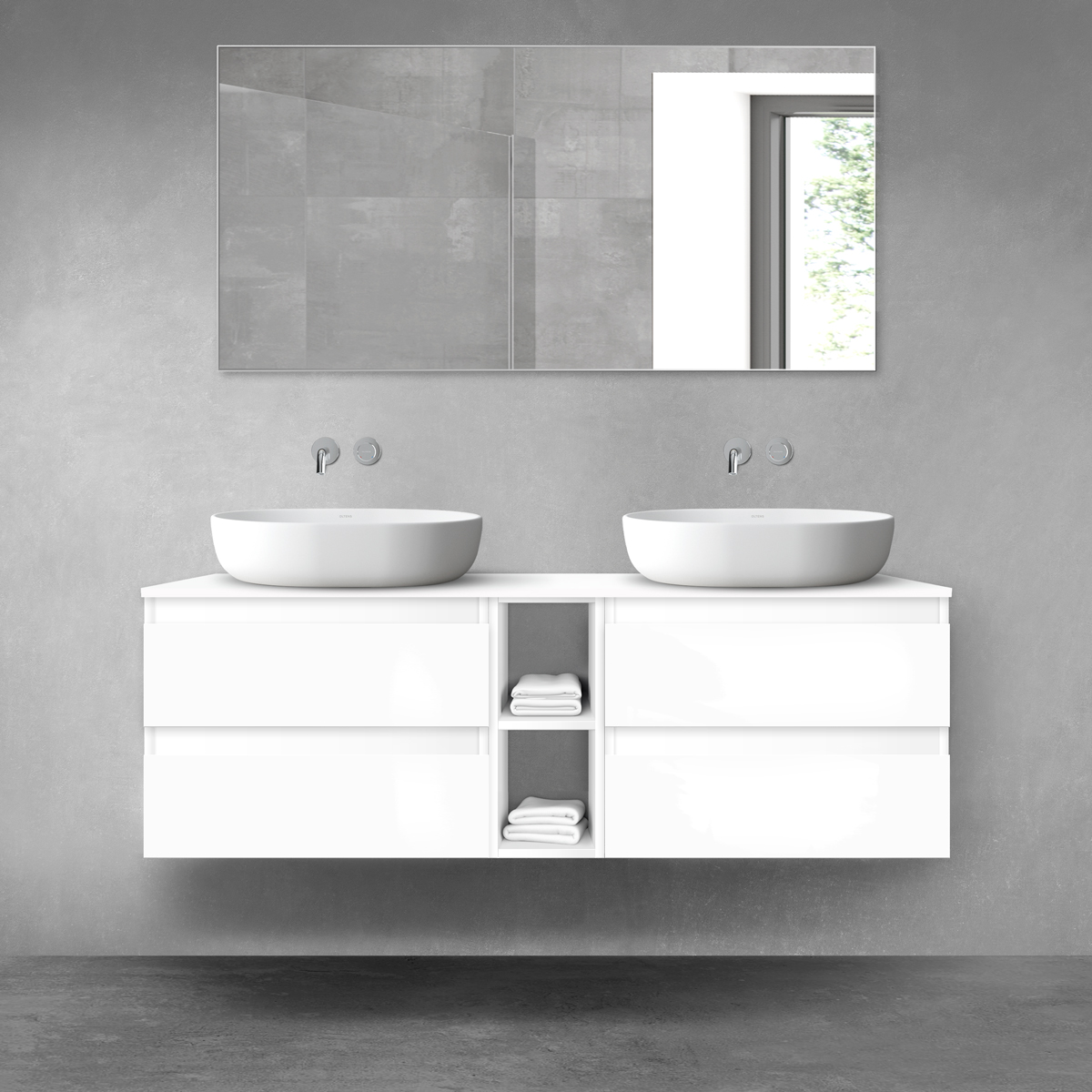 Set Badschrank Oltens Vernal 60002000, Waschtischplatte Oltens Vernal 63011000, 60021000
