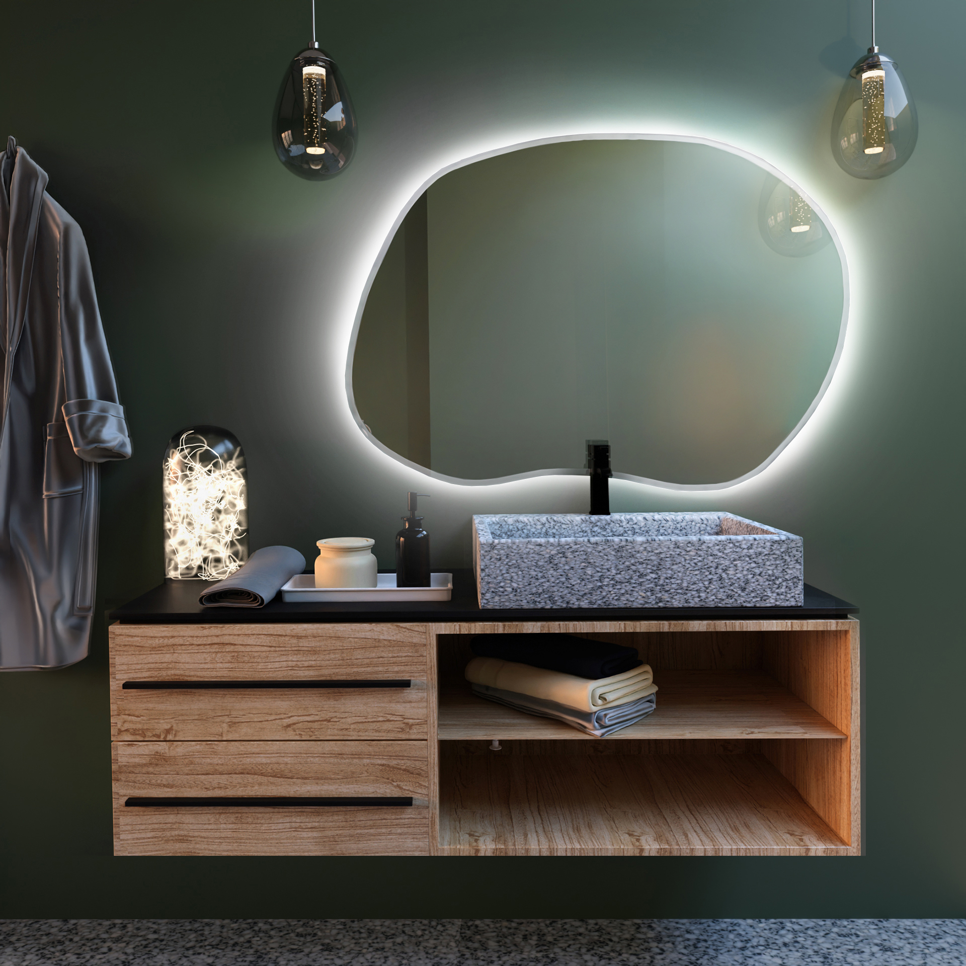 Baltica Design Bright Stain II Spiegel 90x64 cm mit Beleuchtung weiß 5904107919331