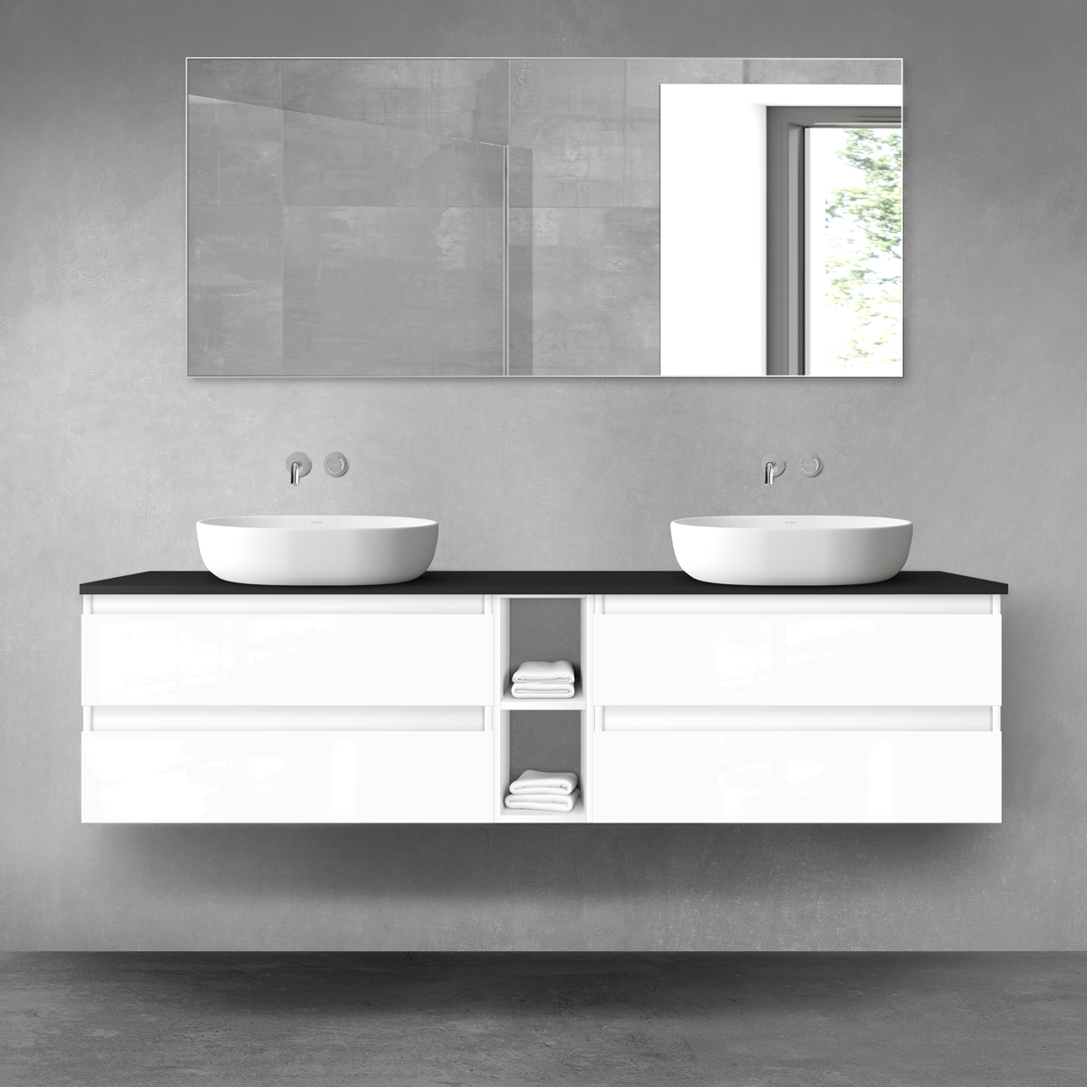 Set Badschrank Oltens Vernal 60003000, Waschtischplatte Oltens Vernal 63009300, 60021000