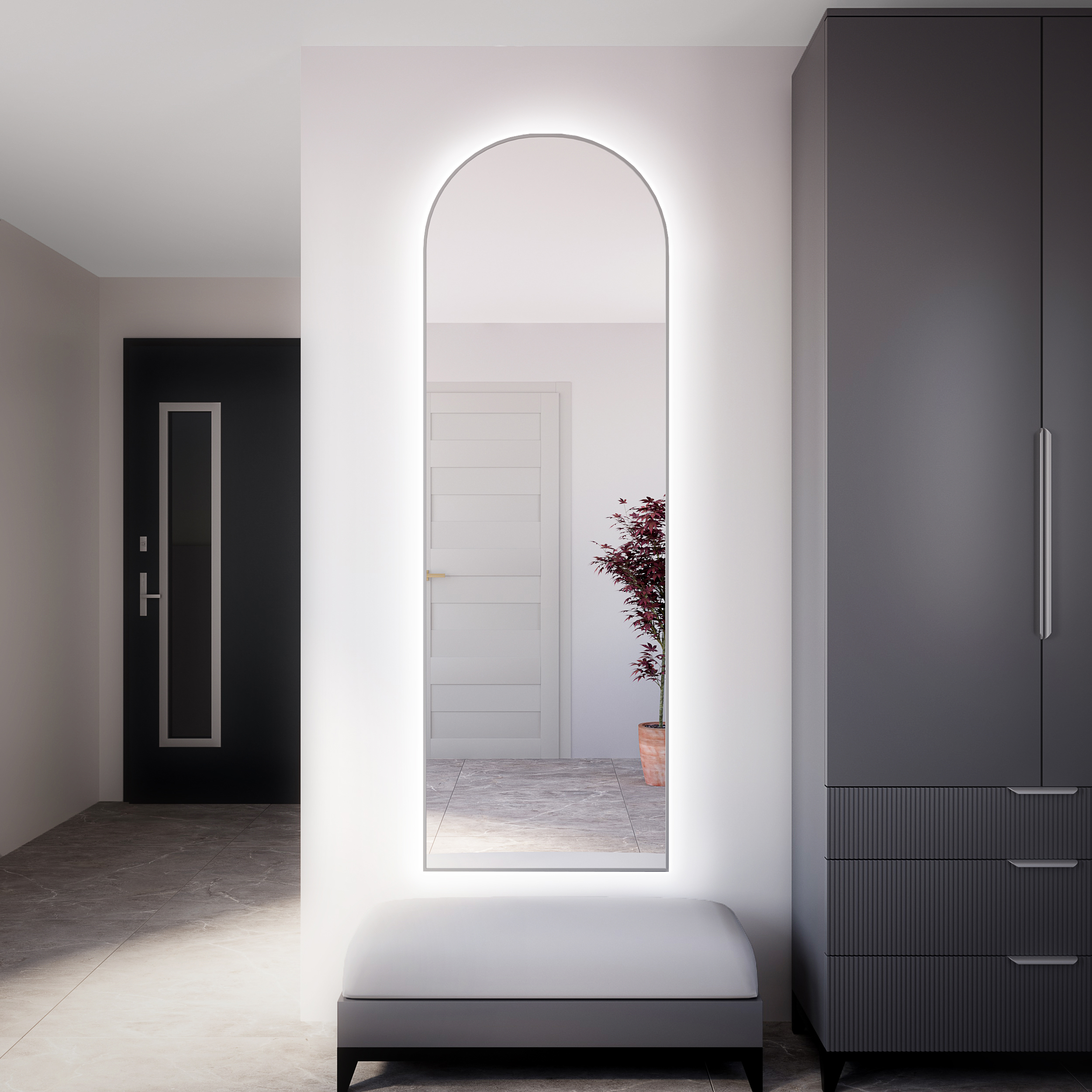 Baltica Design Tiny Border Pastille Cut Spiegel 50x110 cm mit Beleuchtung silber 5904107926612