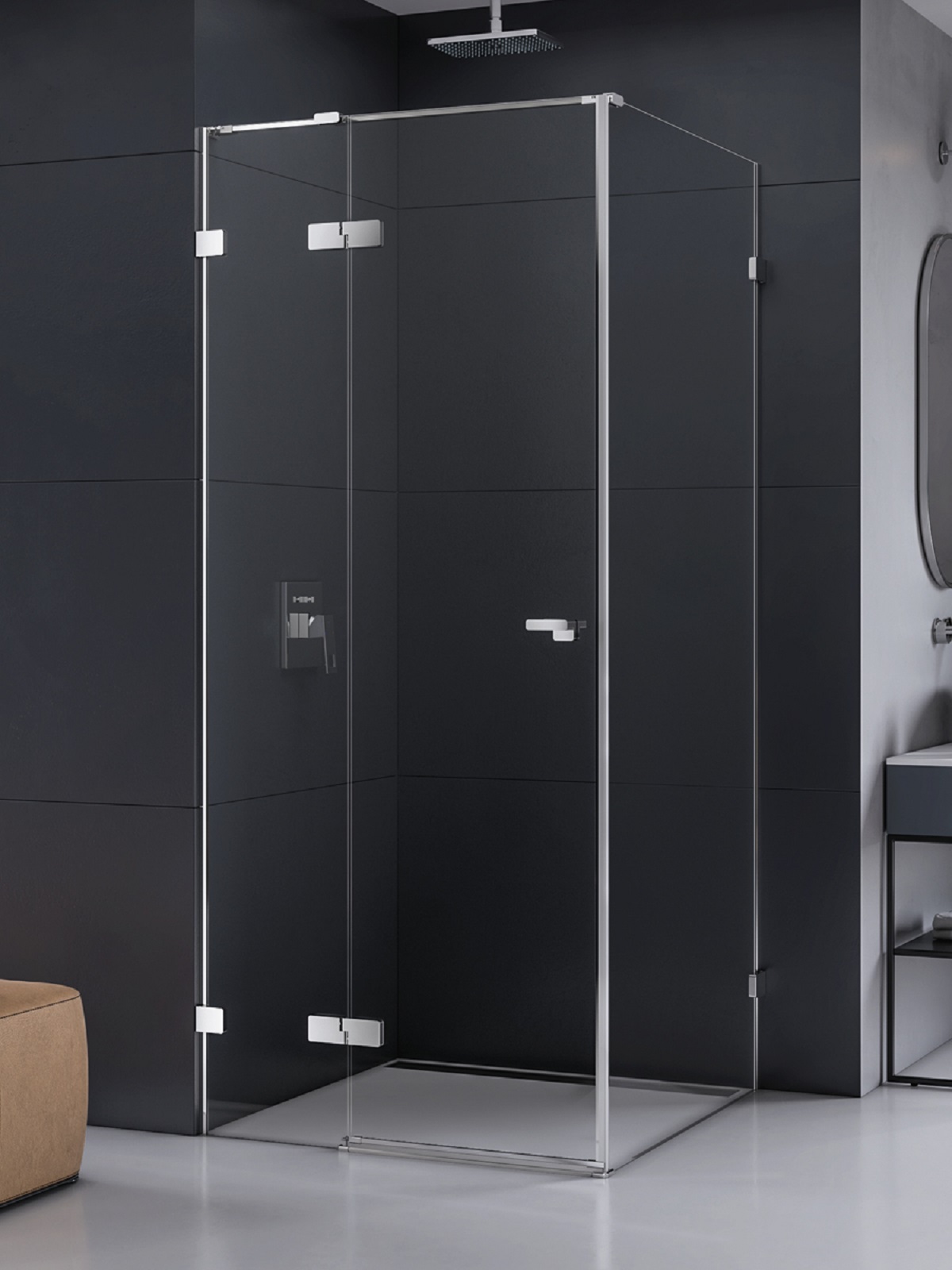 New Trendy Eventa Duschkabine 90x80 cm rechteckig chrom Glanz/durchsichtiges Glas EXK-4475
