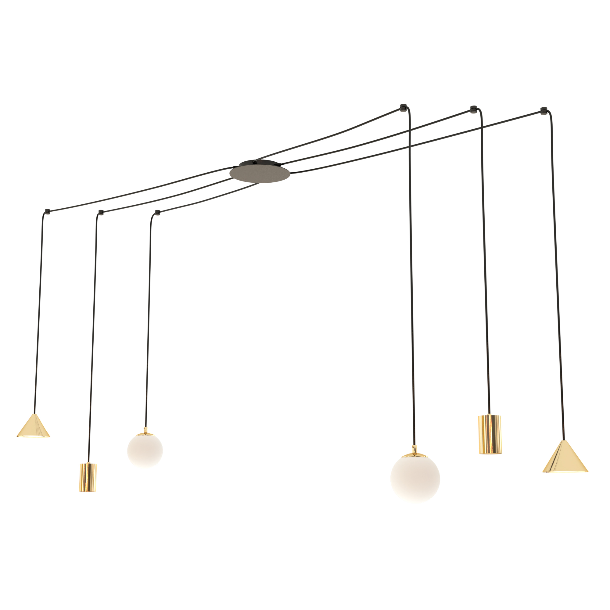 Emibig Fuji Pendelleuchte 6x W schwarz-gold 13506