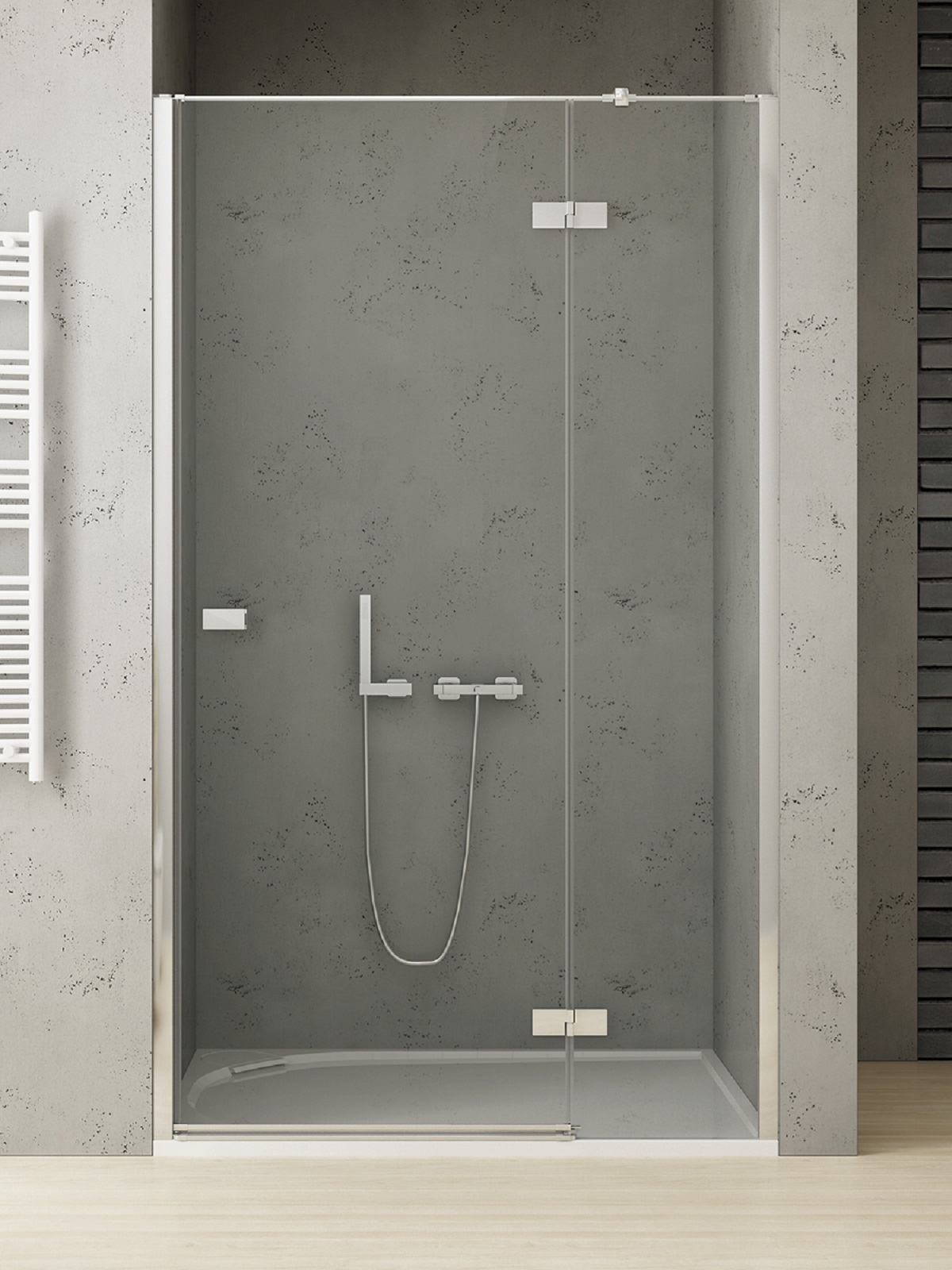 New Trendy Reflexa Duschtüren 140 cm aufklappbar chrom Glanz/durchsichtiges Glas EXK-5070