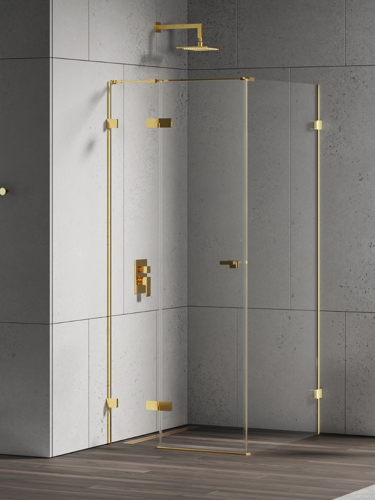 New Trendy Eventa Gold Shine Duschkabine 90x80 cm rechteckig gold Glanz/durchsichtiges Glas EXK-4696