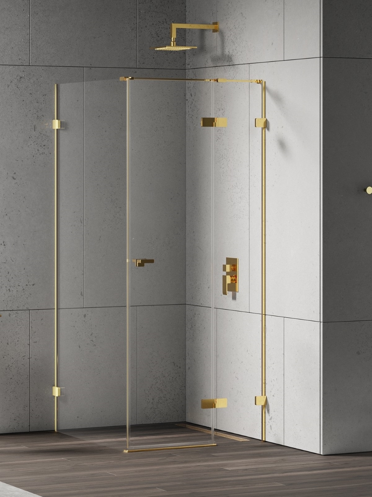 New Trendy Eventa Gold Shine Duschkabine 110x90 cm rechteckig gold Glanz/durchsichtiges Glas EXK-4729