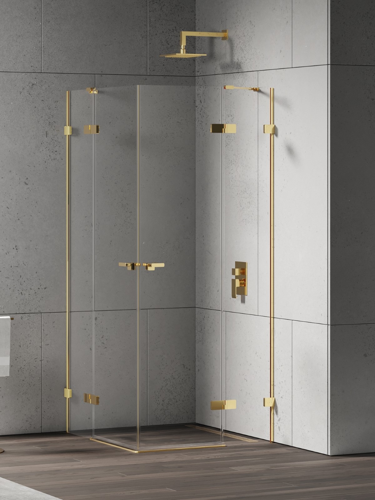 New Trendy Eventa Gold Shine Duschkabine 120x110 cm rechteckig gold Glanz/durchsichtiges Glas EXK-4768