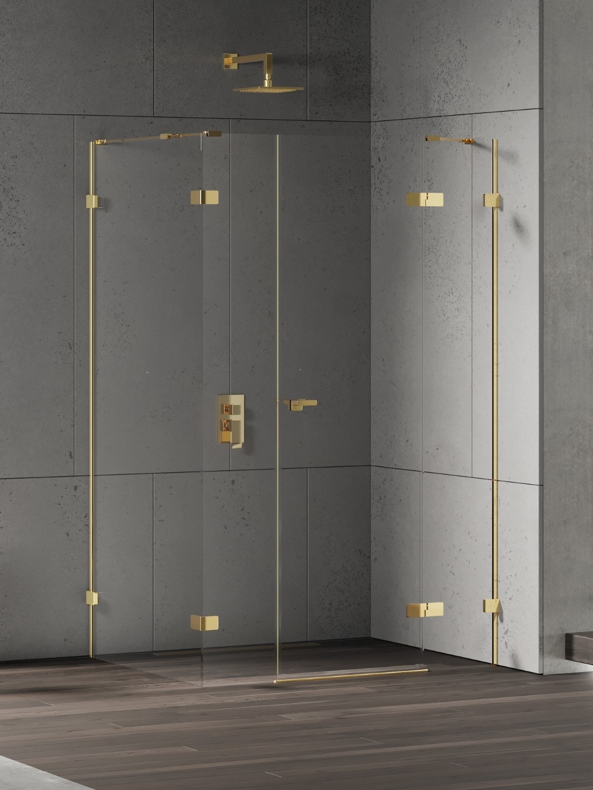 New Trendy Eventa Gold Shine Duschkabine 110x100 cm rechteckig gold Glanz/durchsichtiges Glas EXK-4787