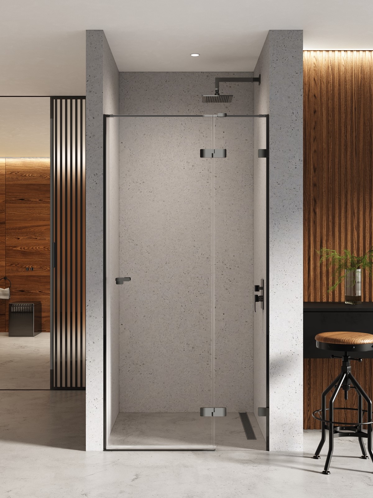 New Trendy Eventa Black Chrome Duschtüren 100 cm aufklappbar schwarz Glanz/durchsichtiges Glas EXK-6132
