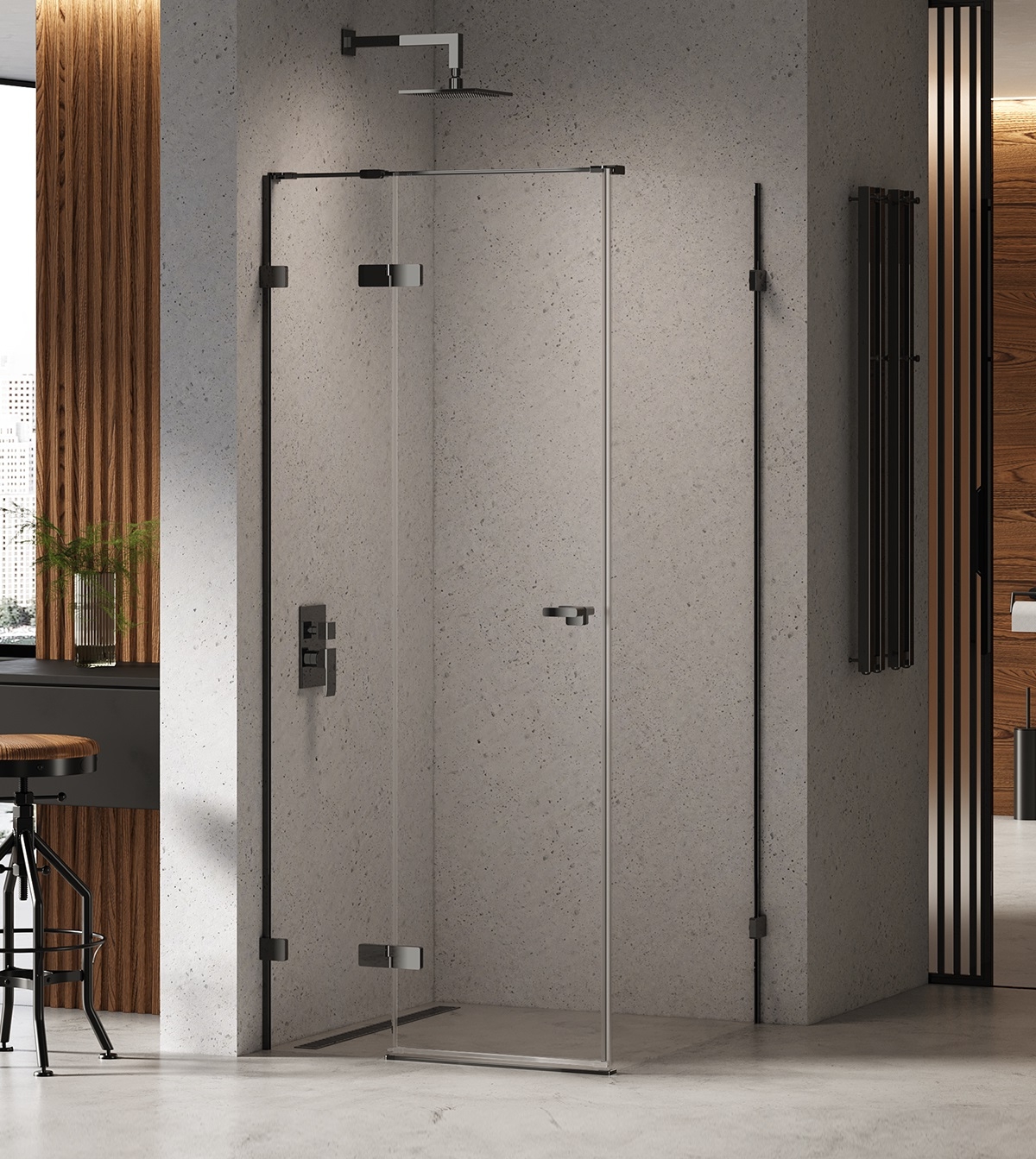 New Trendy Eventa Black Chrome Duschkabine 110x80 cm rechteckig schwarz Glanz/durchsichtiges Glas EXK-6164