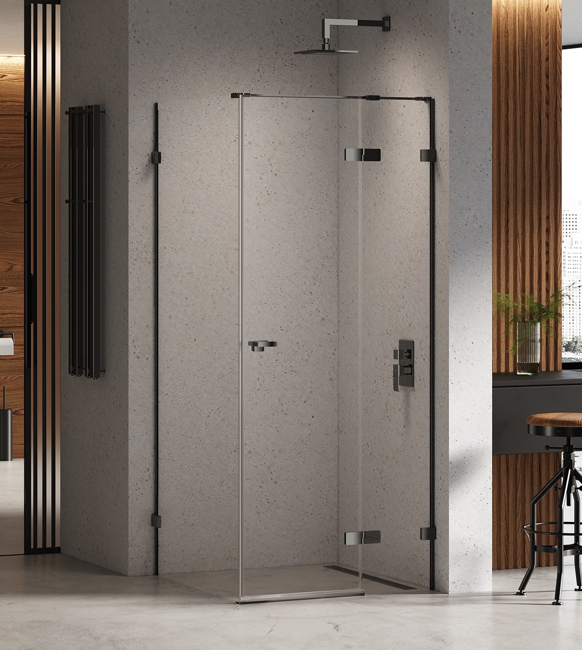 New Trendy Eventa Black Chrome Duschkabine 120x70 cm rechteckig schwarz Glanz/durchsichtiges Glas EXK-6199