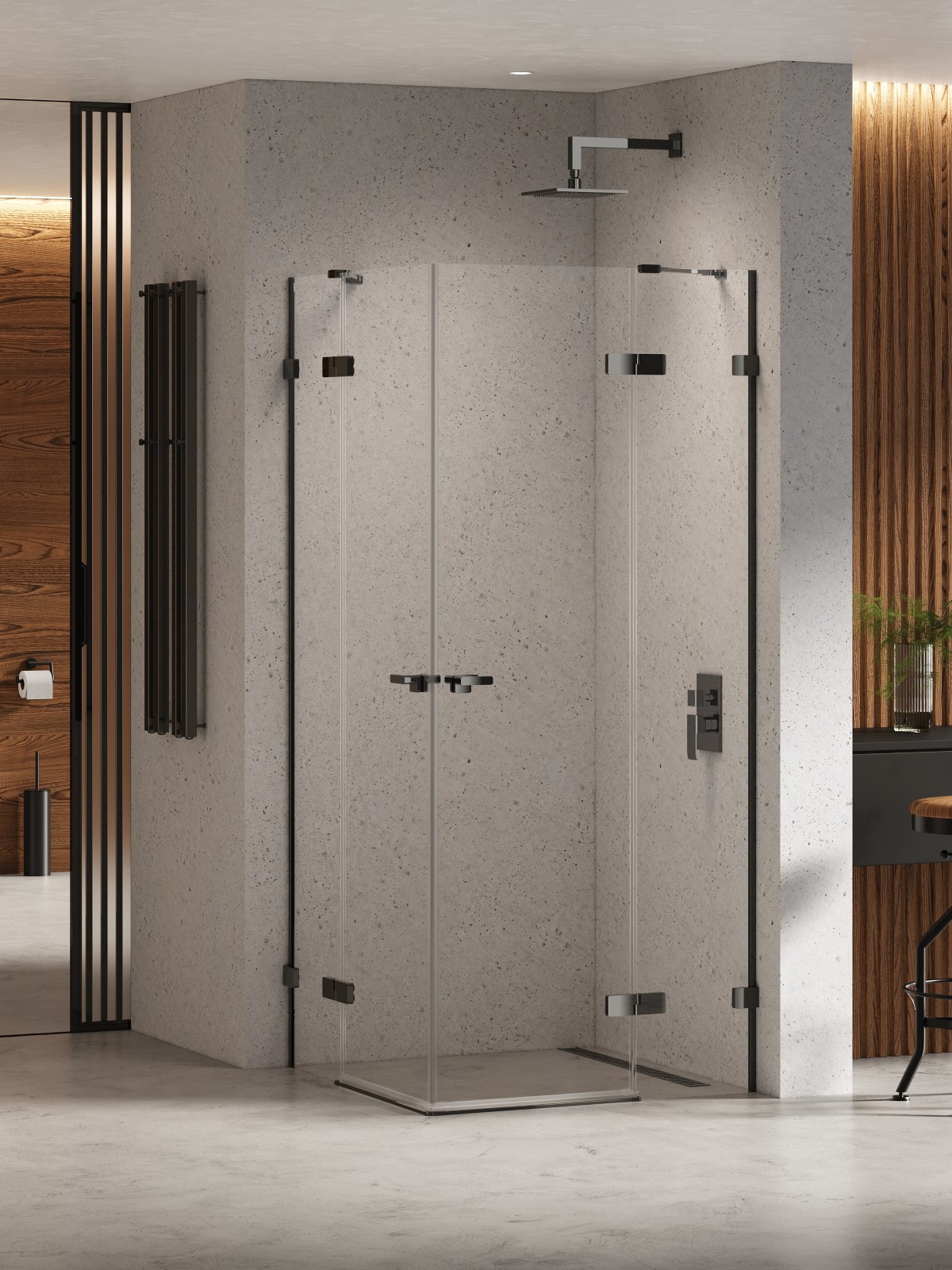New Trendy Eventa Black Chrome Duschkabine 120x80 cm rechteckig schwarz Glanz/durchsichtiges Glas EXK-6225