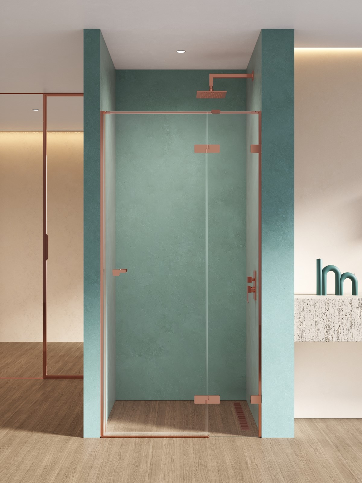New Trendy Eventa Copper Shine Duschtüren 80 cm aufklappbar kupfer Glanz/durchsichtiges Glas EXK-6353