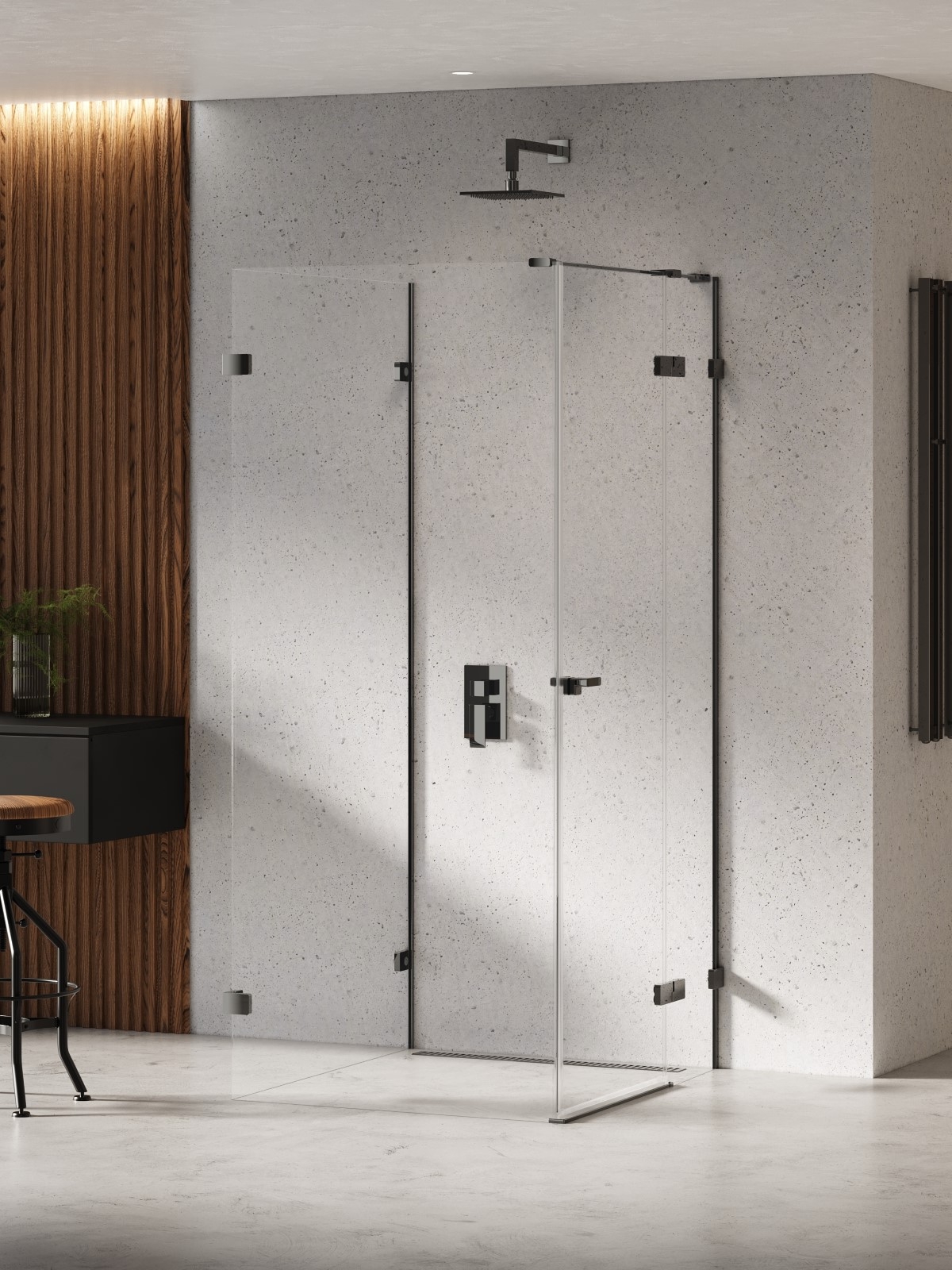 New Trendy Eventa Black Chrome Duschkabine 100x90 cm rechteckig schwarz Glanz/durchsichtiges Glas EXK-6287