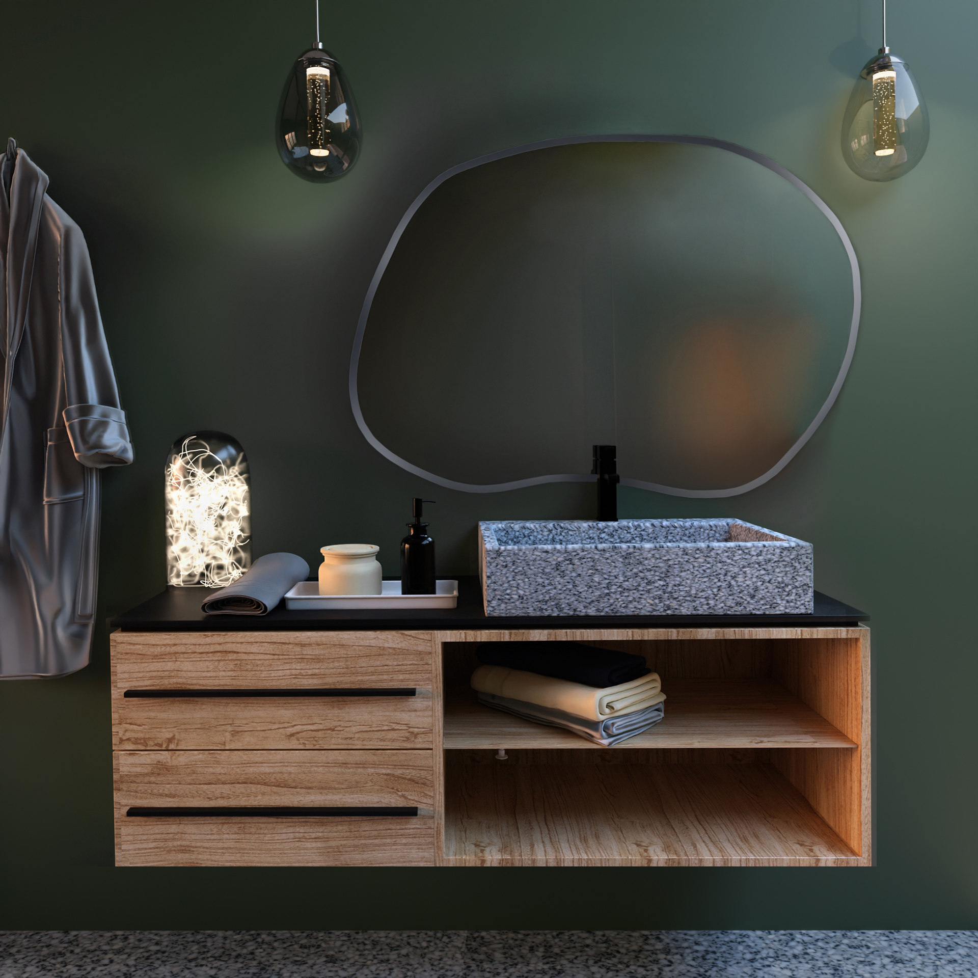 Baltica Design Bright Stain II Spiegel 100x70 cm mit Beleuchtung silber 5904107917405