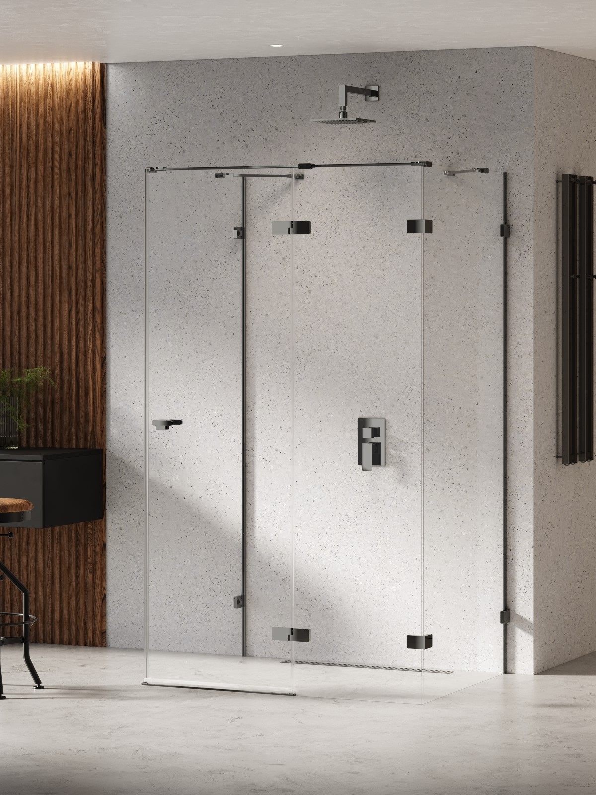 New Trendy Eventa Black Chrome Duschkabine 120x80 cm rechteckig schwarz Glanz/durchsichtiges Glas EXK-6267