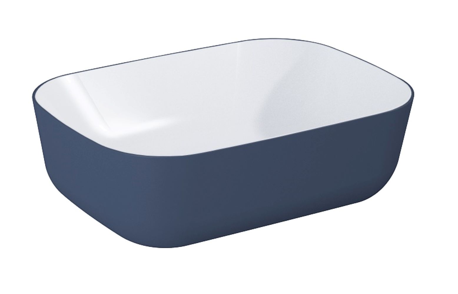 Elita Reni Waschbecken 45.5x32.5 cm rechteckig Aufsatzwaschbecken weiß-blau matte RE040460896170