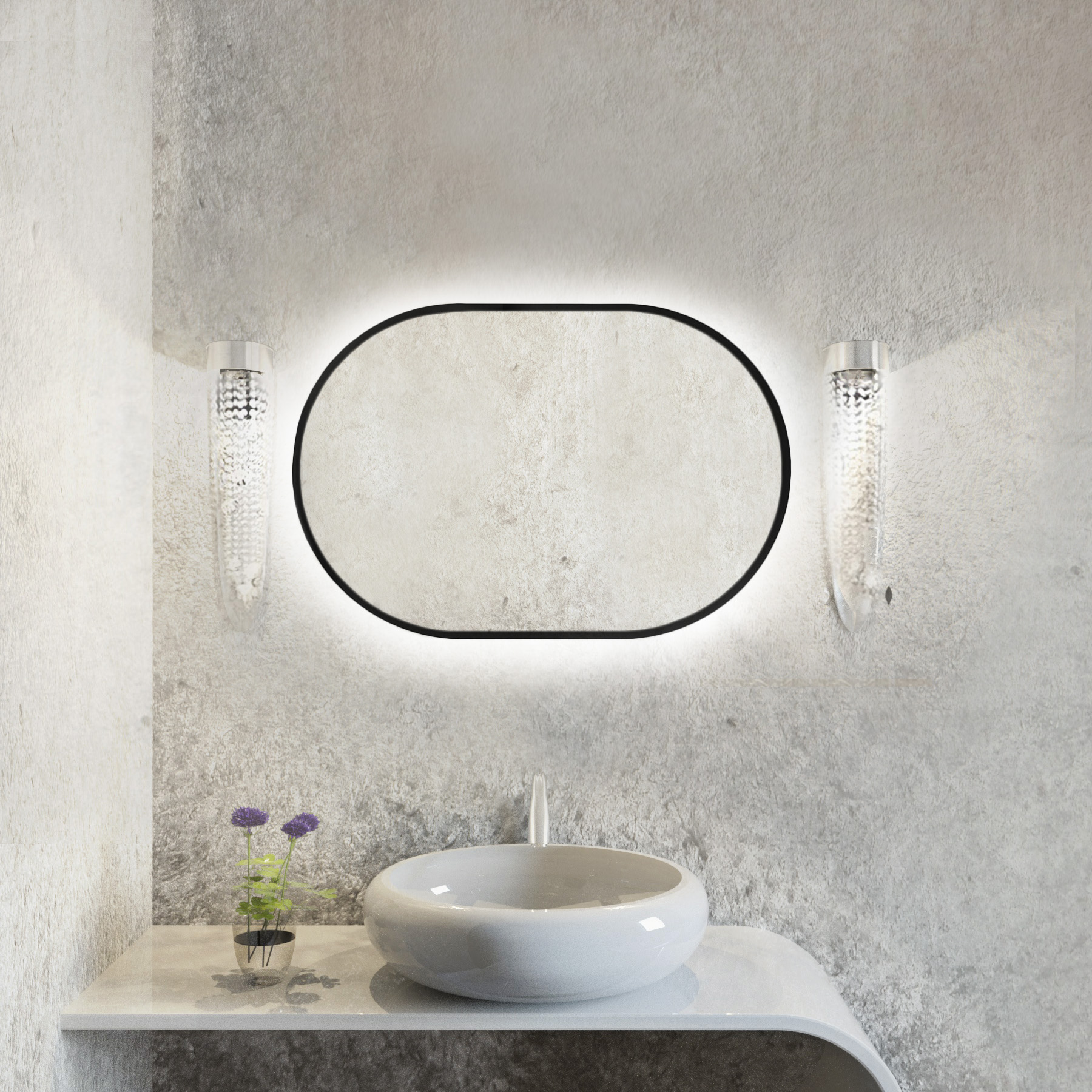 Baltica Design Tiny Border Pastille Spiegel 60x140 cm oval mit Beleuchtung schwarz 5904107929156