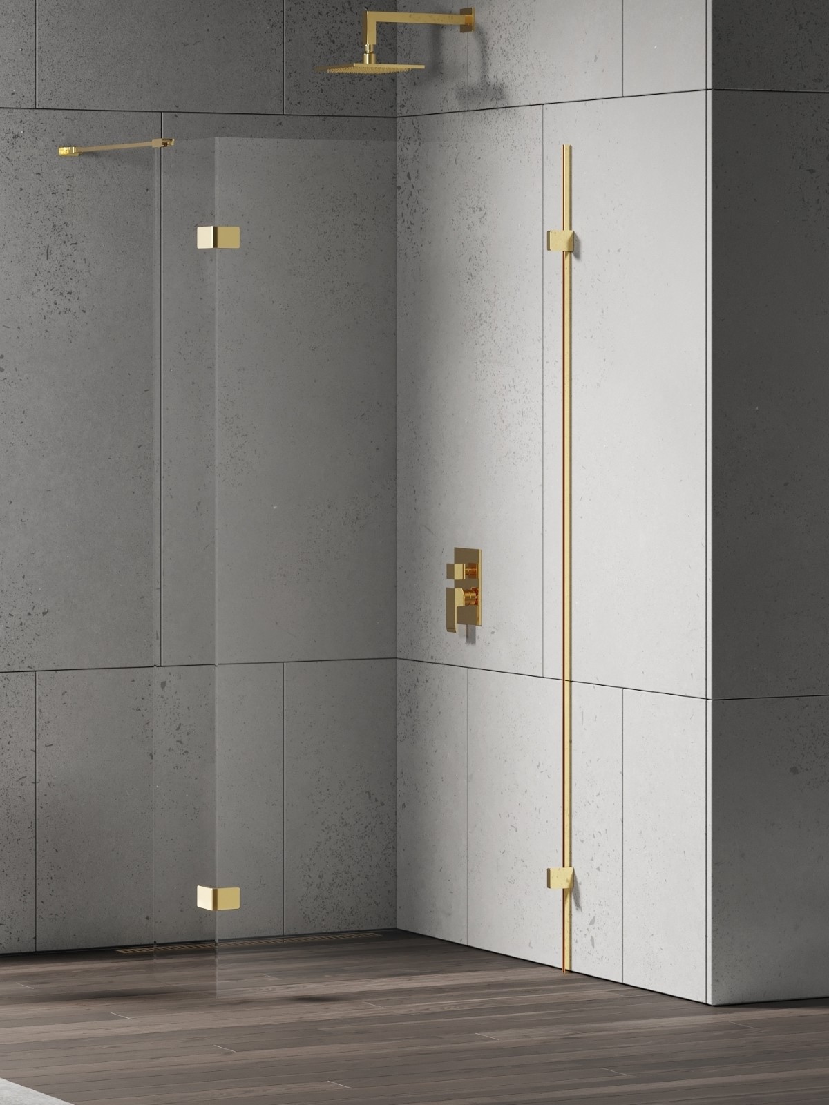 New Trendy Eventa Gold Shine Walk-In Duschwand 80 cm gold Glanz/durchsichtiges Glas EXK-4851