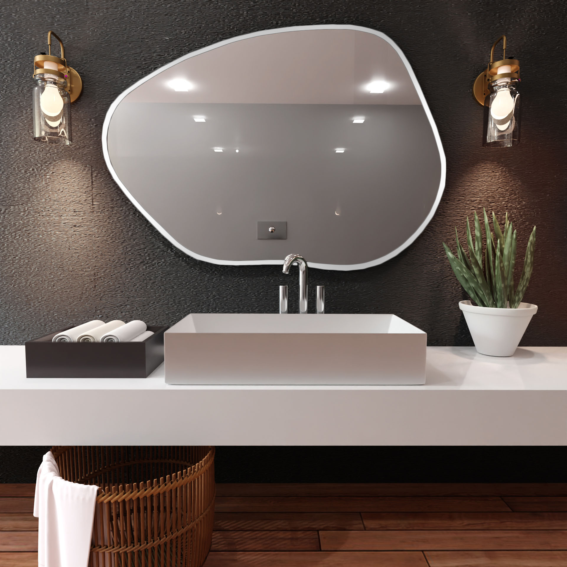 Baltica Design Bright Stain I Spiegel 90x64 cm mit Beleuchtung weiß 5904107916651