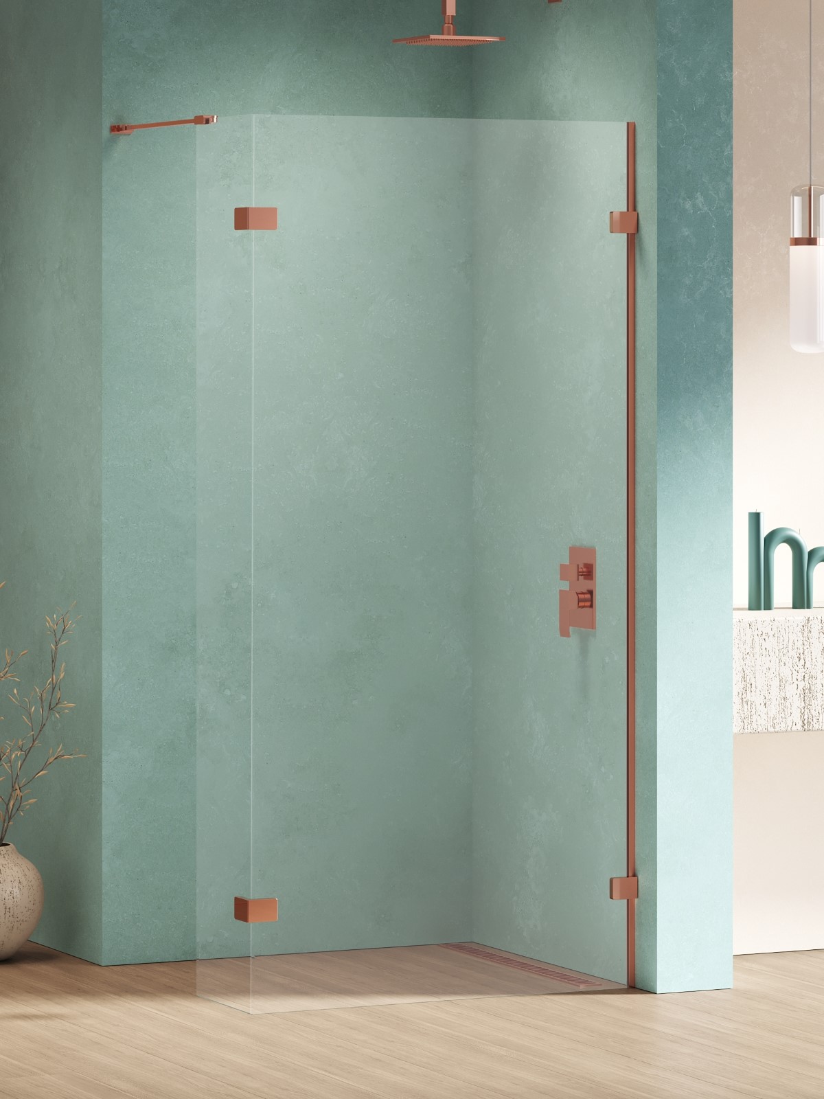 New Trendy Eventa Copper Shine Walk-In Duschwand 60 cm kupfer Glanz/durchsichtiges Glas EXK-6531