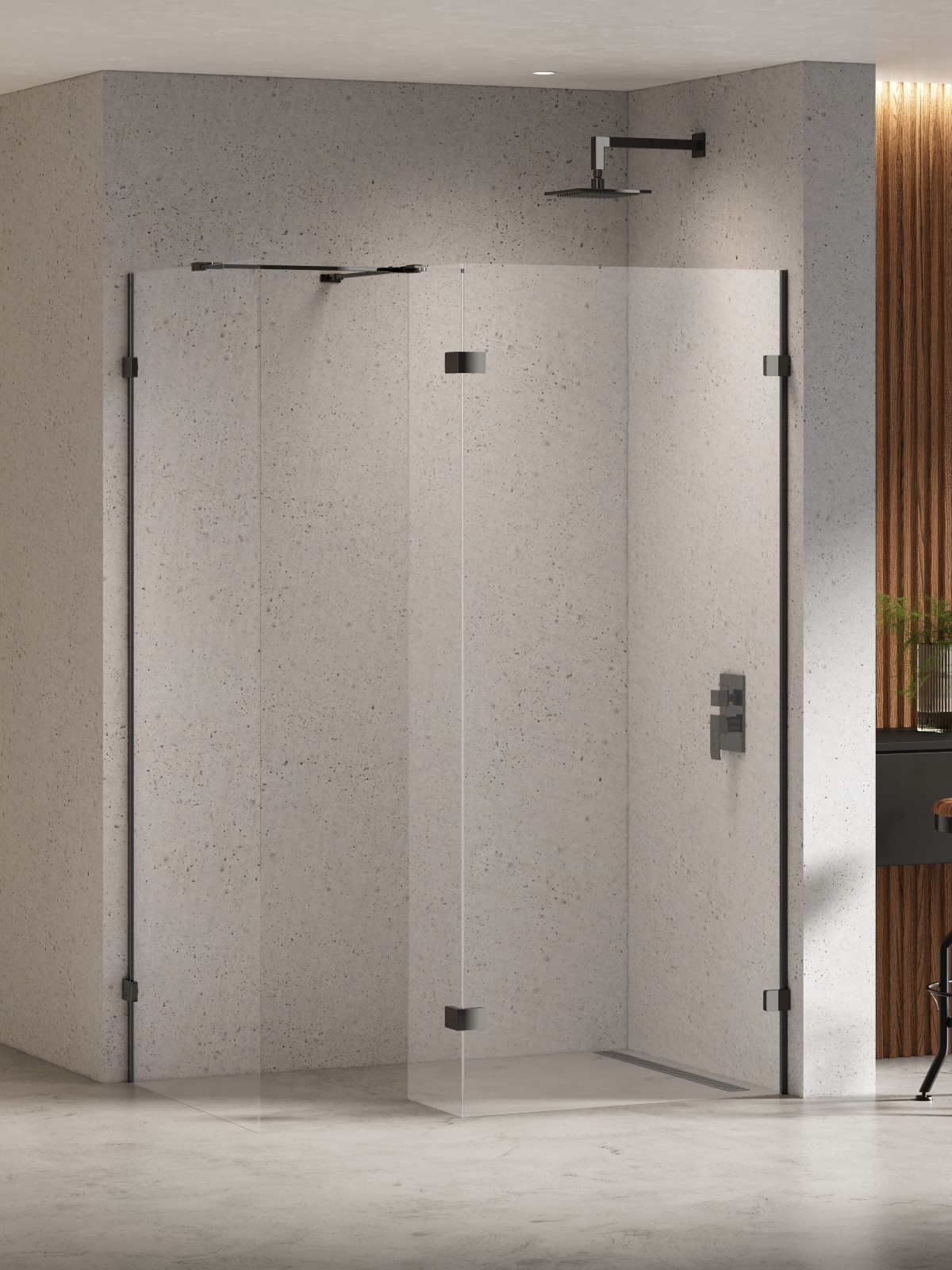 New Trendy Eventa Black Chrome Walk-In Duschwand 80 cm schwarz Glanz/durchsichtiges Glas EXK-6321