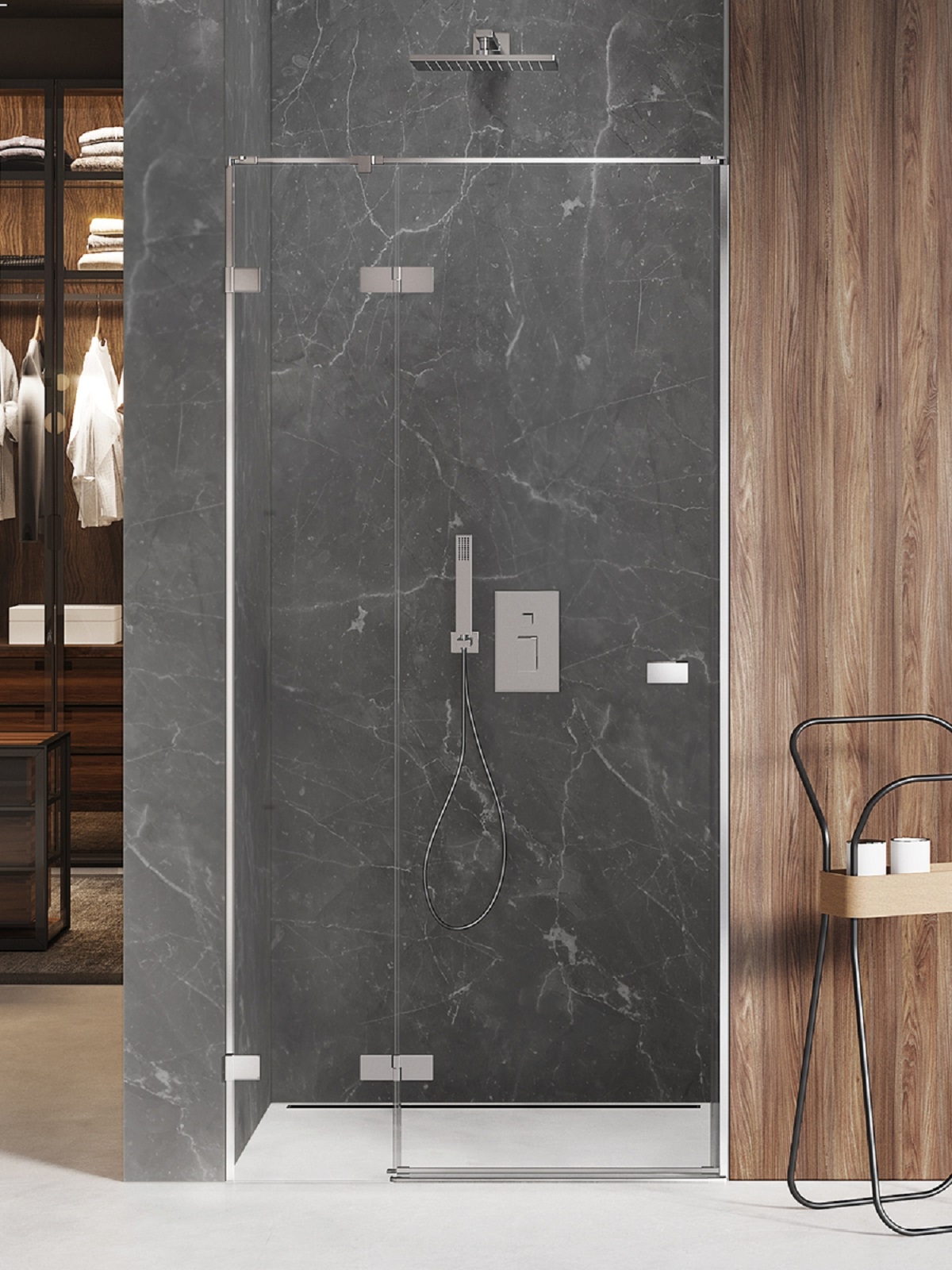 New Trendy Avexa Duschtüren 140 cm aufklappbar chrom Glanz/durchsichtiges Glas EXK-1453