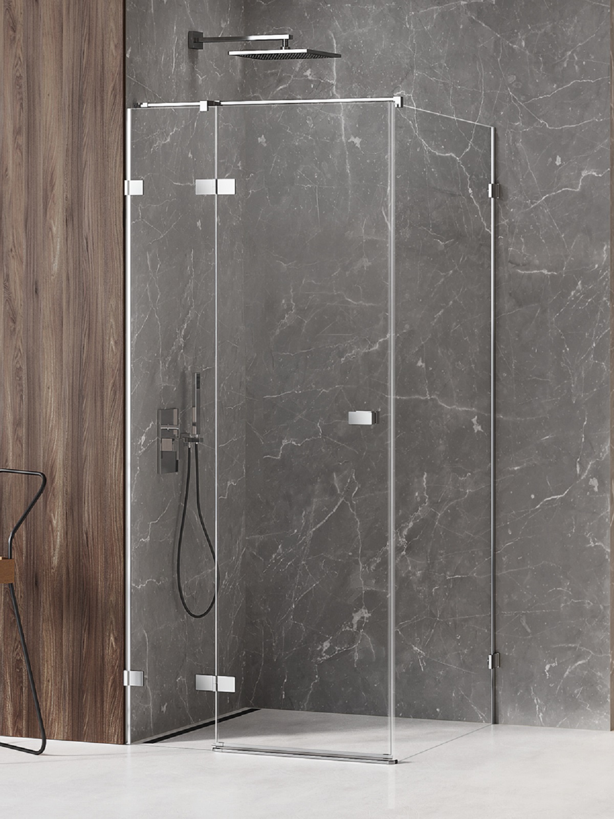 New Trendy Avexa Duschkabine 90x80 cm rechteckig chrom Glanz/durchsichtiges Glas EXK-1469