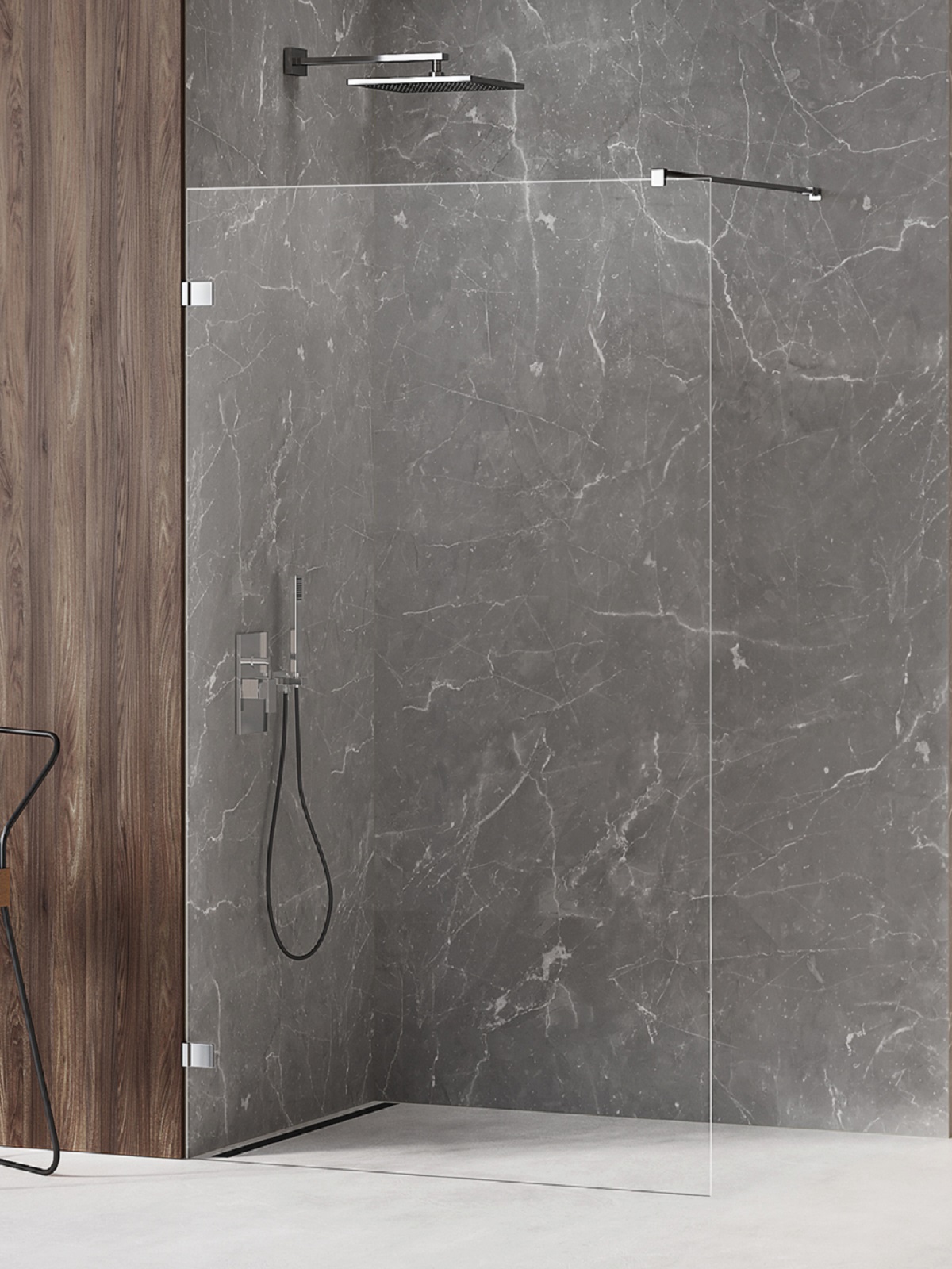 New Trendy Avexa begehbare duschwand 130 cm chrom Glanz/durchsichtiges Glas EXK-1944