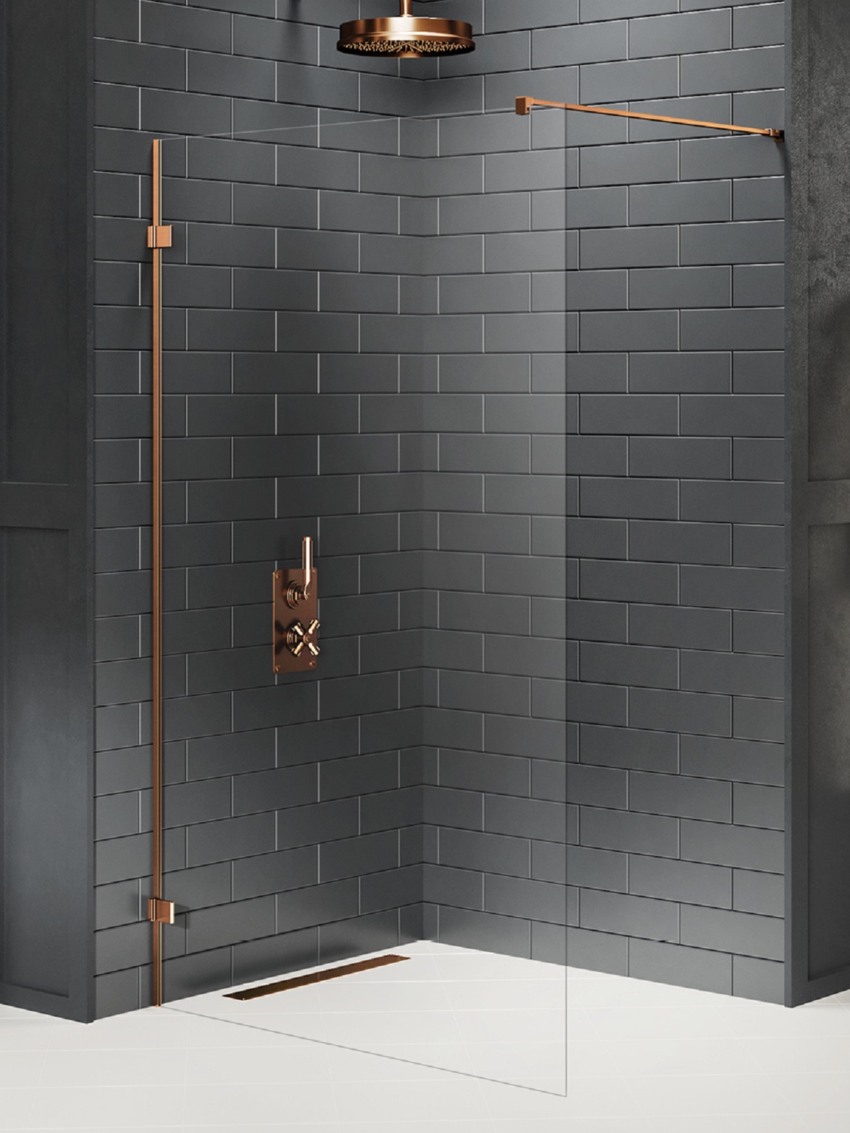 New Trendy Avexa Copper Brushed Walk-In Duschwand 80 cm kupfer gebürstet/durchsichtiges Glas EXK-7135