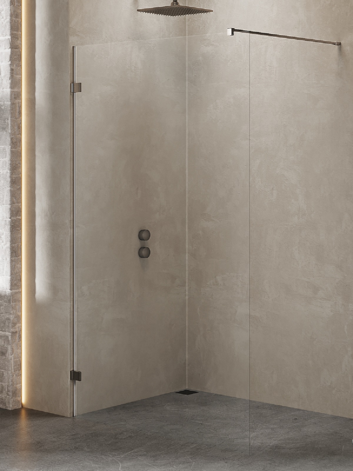 New Trendy Avexa Gunmetal Brushed Walk-In Duschwand 110 cm gunmetal gebürstet/durchsichtiges Glas EXK-7104