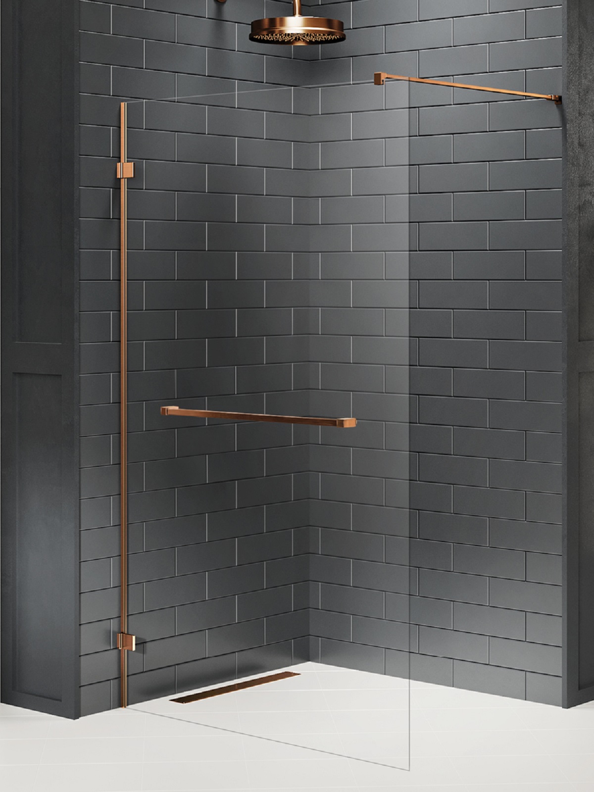 New Trendy Avexa Copper Brushed Walk-In Duschwand 60 cm kupfer gebürstet/durchsichtiges Glas EXK-7155