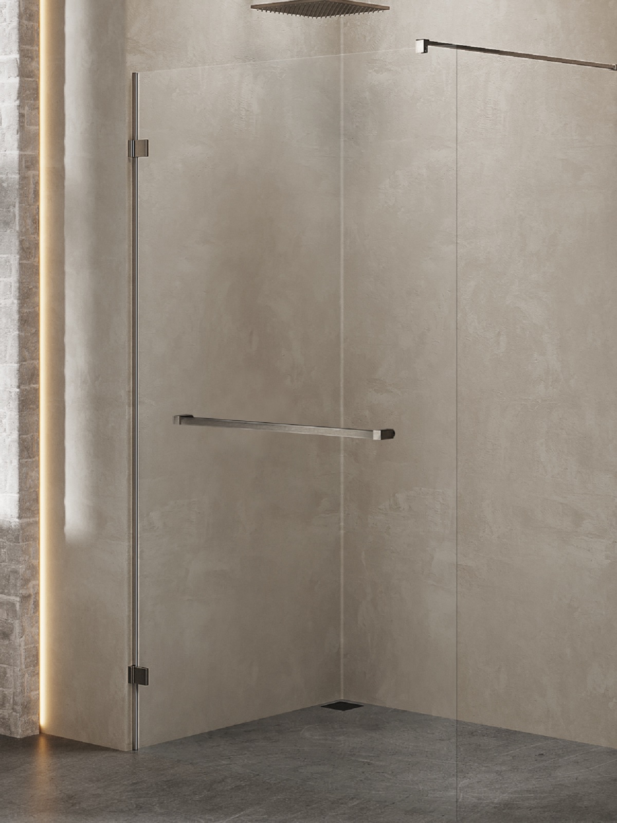 New Trendy Avexa Gunmetal Brushed begehbare duschwand 150 cm gunmetal gebürstet/durchsichtiges Glas EXK-7130
