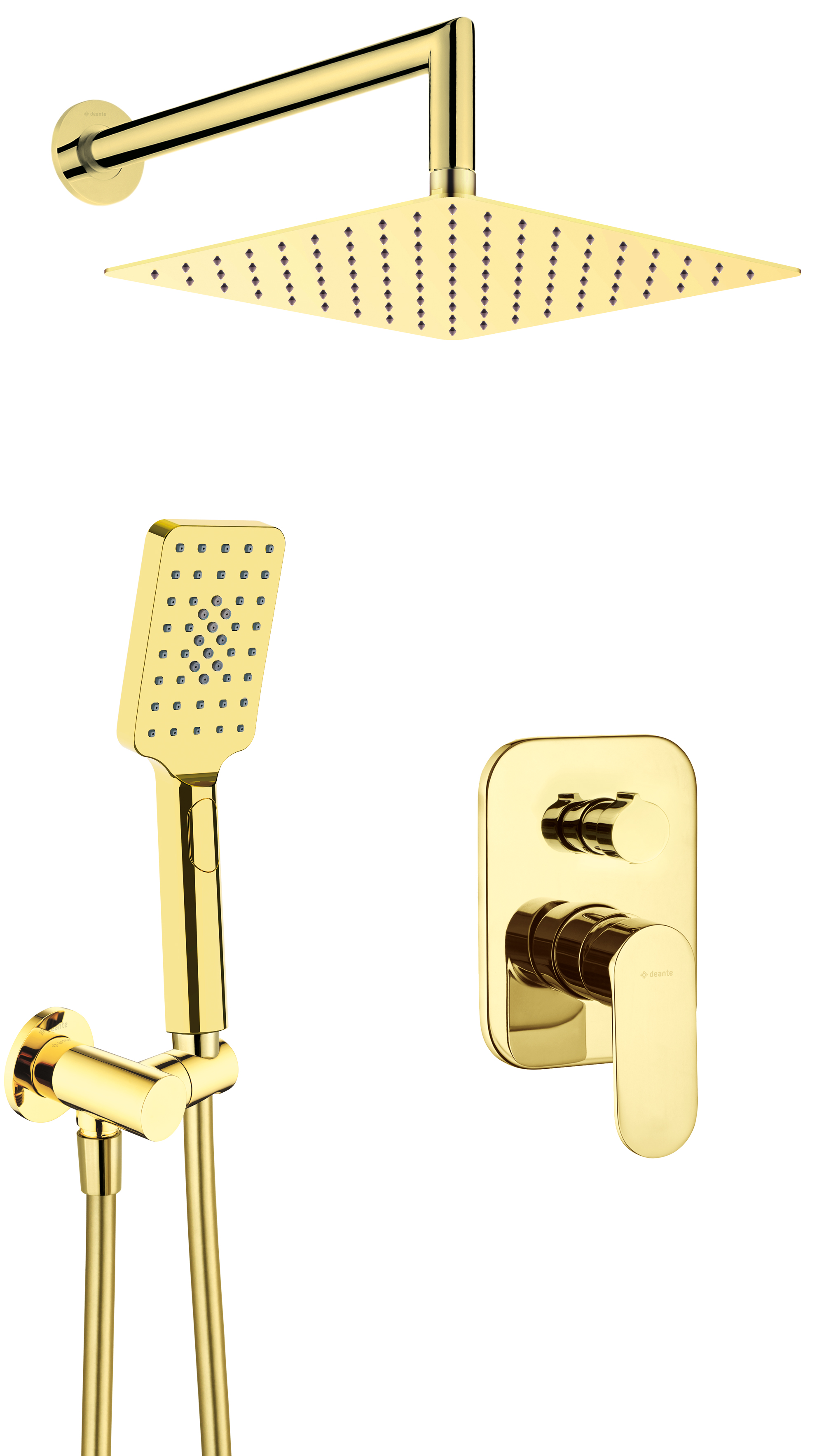 Deante Alpinia Duschset Unterputz mit Kopfbrause gold NAC_Z9LP