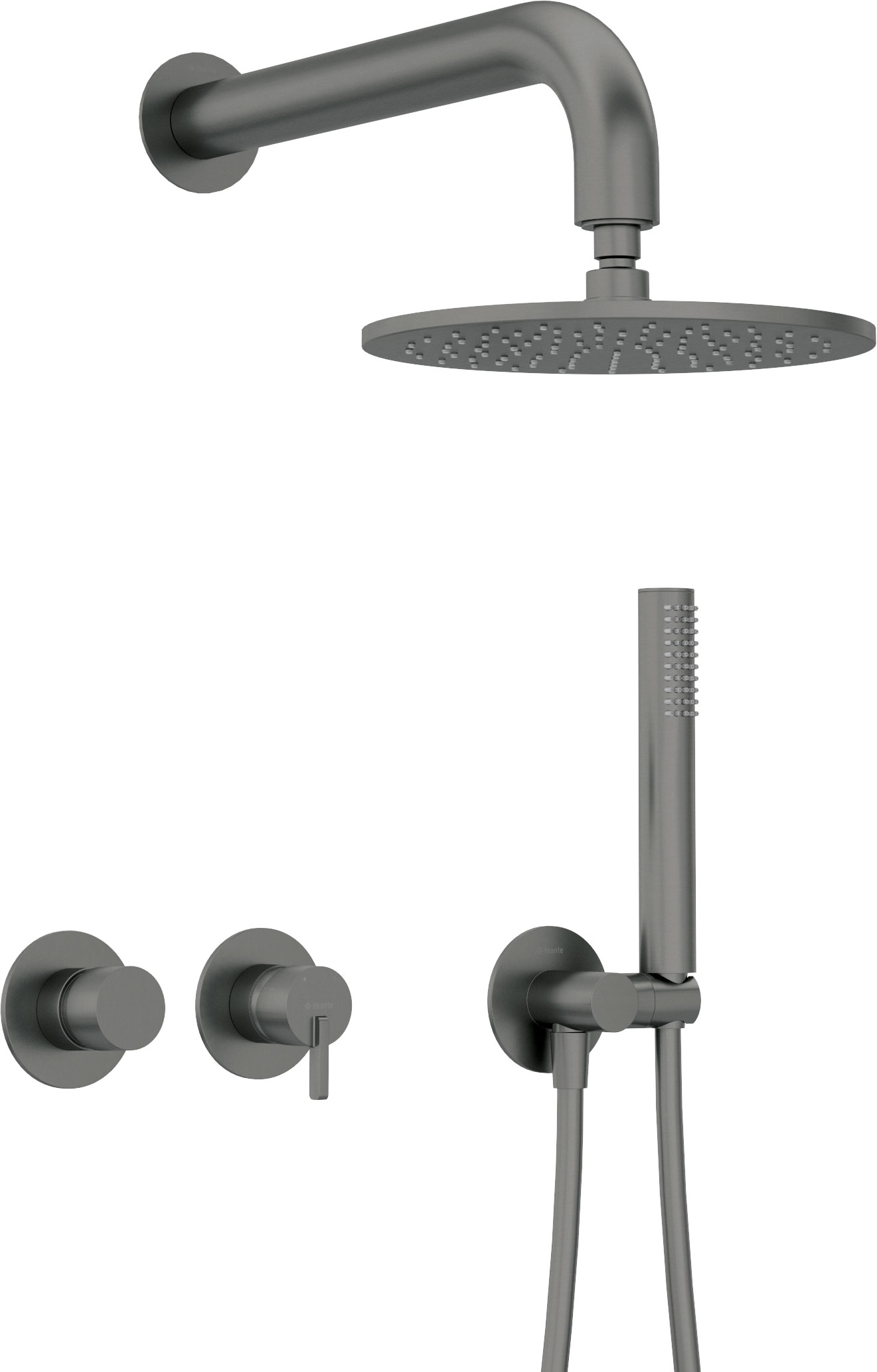 Deante Silia Duschset Unterputz mit Kopfbrause graphit NQS_D0YK