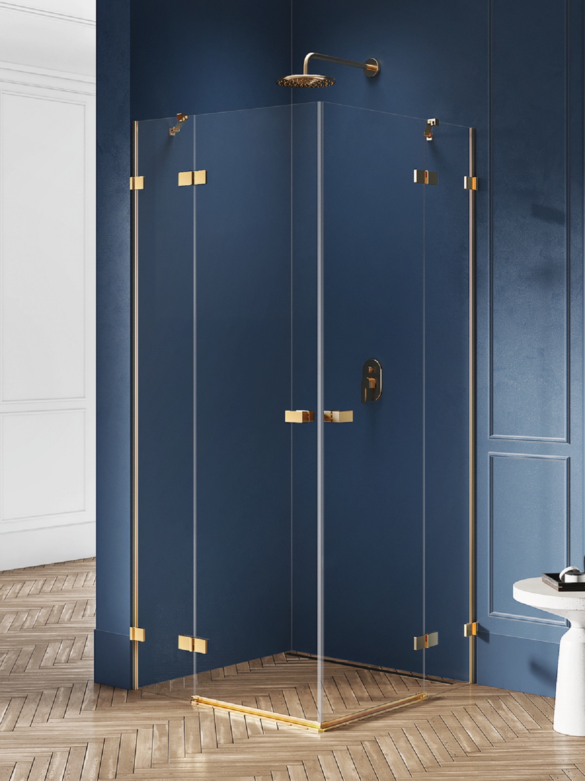 New Trendy Avexa Gold Brushed Duschkabine 120x90 cm rechteckig gold gebürstet/durchsichtiges Glas EXK-1783